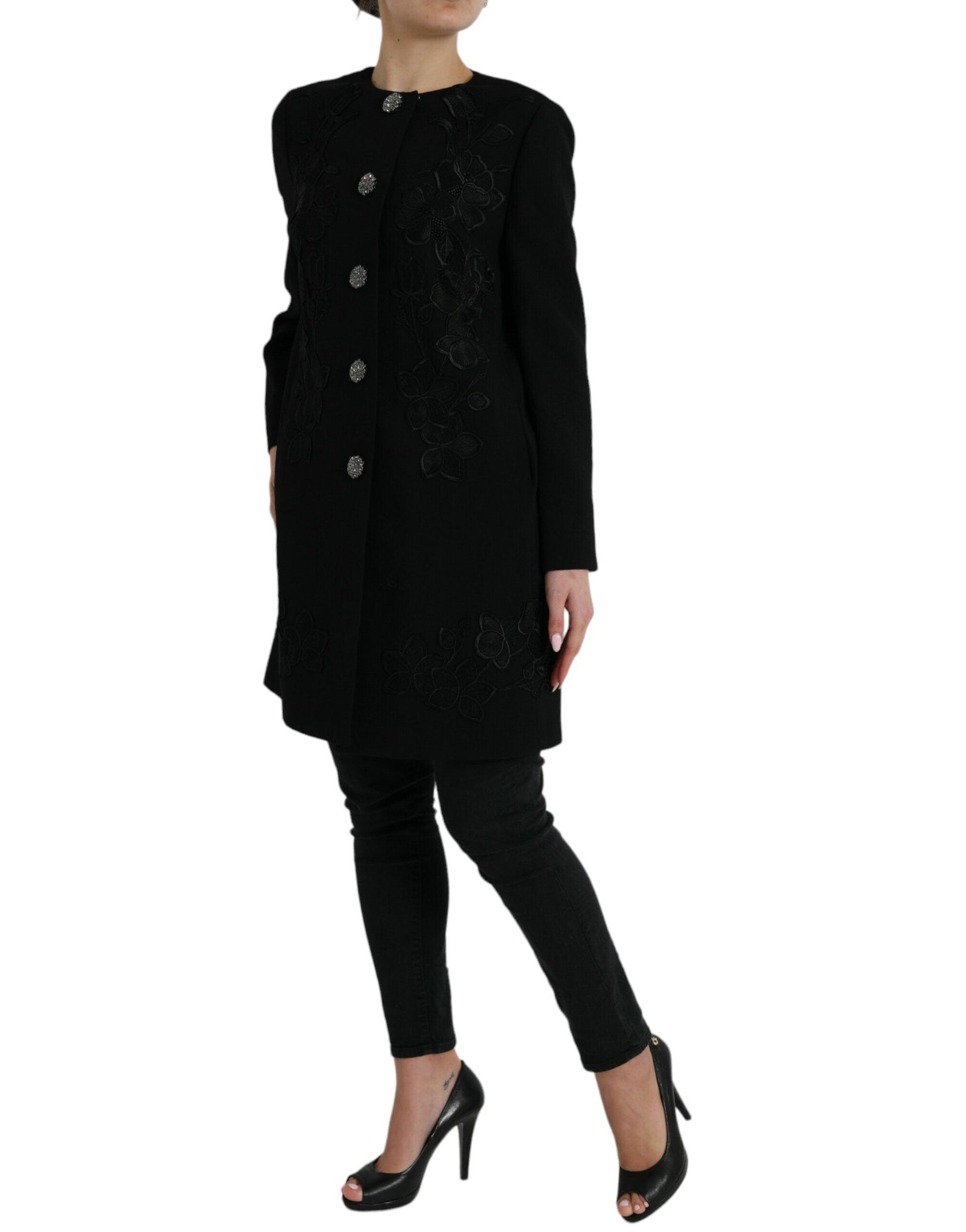 Dolce & Gabbana Floral Buttoned Wool Trench Coat - Arichezz.store