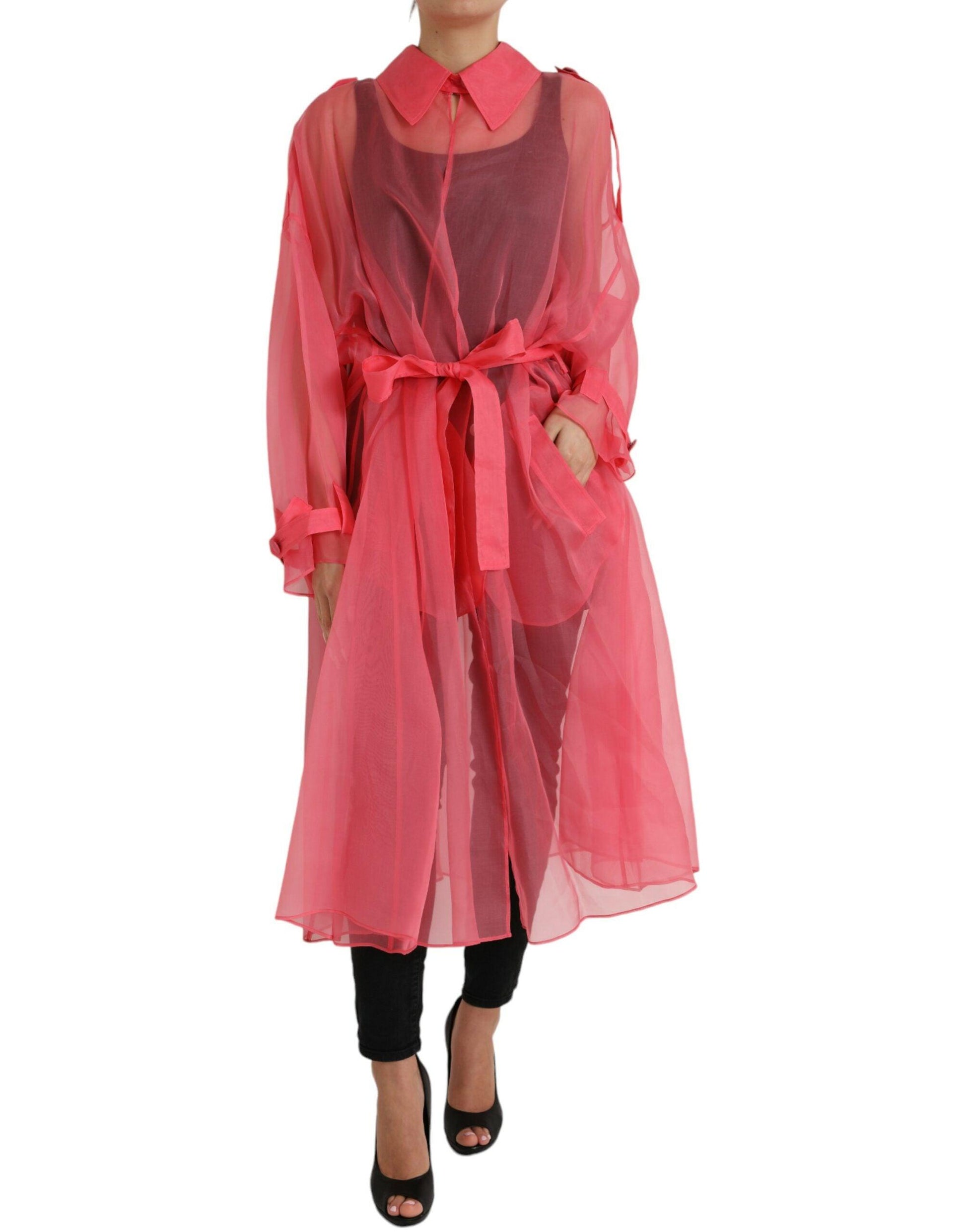 Dolce & Gabbana Elegant Pink Silk Long Jacket - Arichezz.store