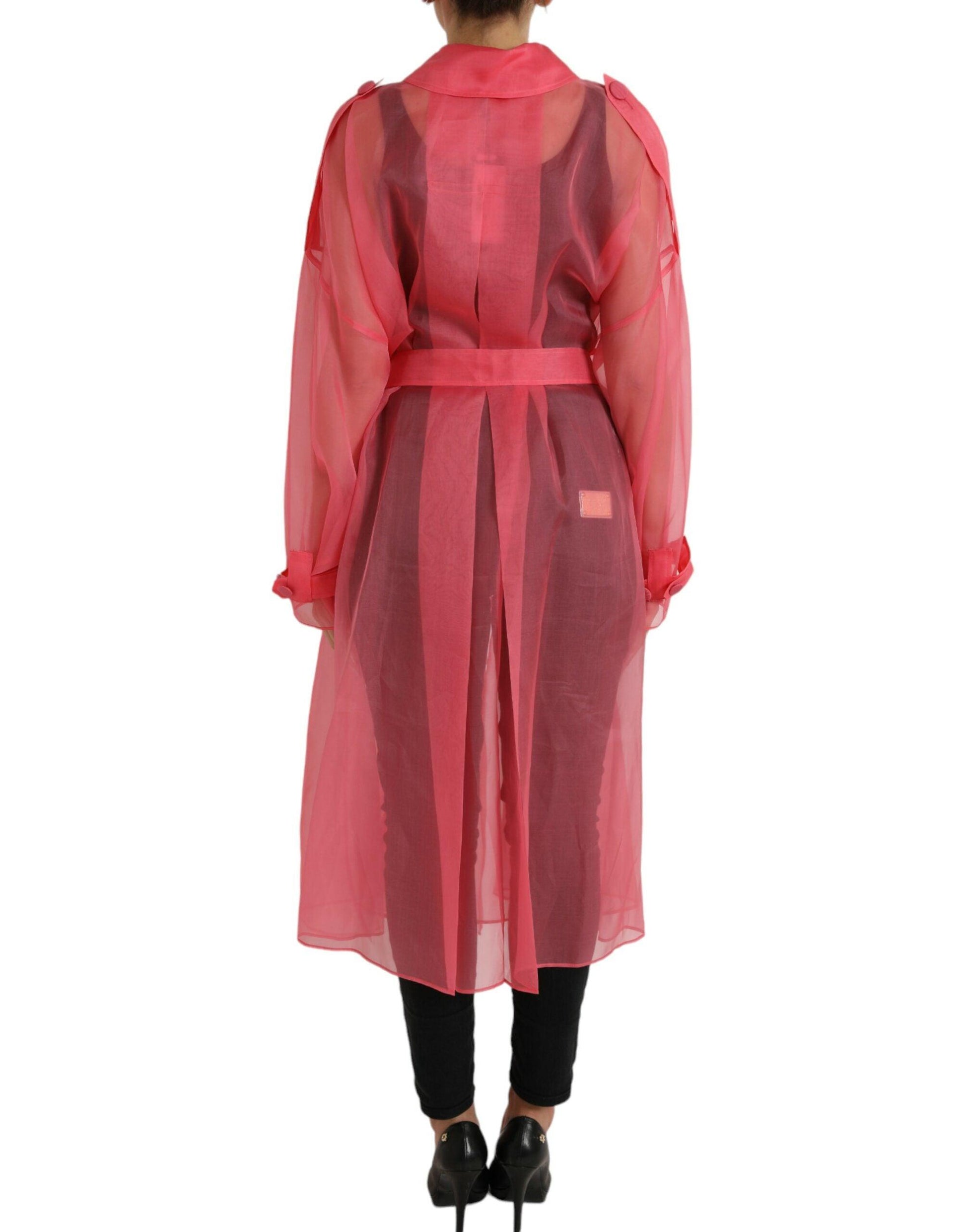 Dolce & Gabbana Elegant Pink Silk Long Jacket - Arichezz.store