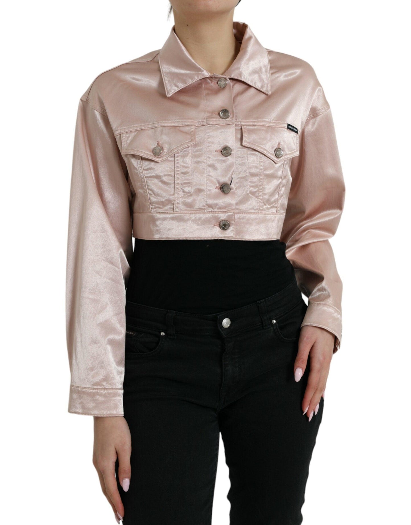 Dolce & Gabbana Pink Cropped Denim Jacket - Arichezz.store