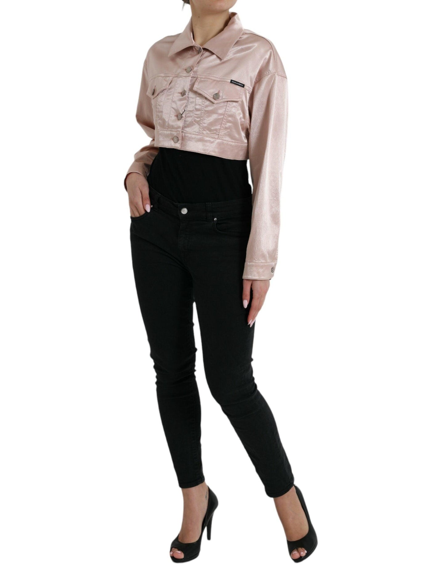 Dolce & Gabbana Pink Cropped Denim Jacket - Arichezz.store