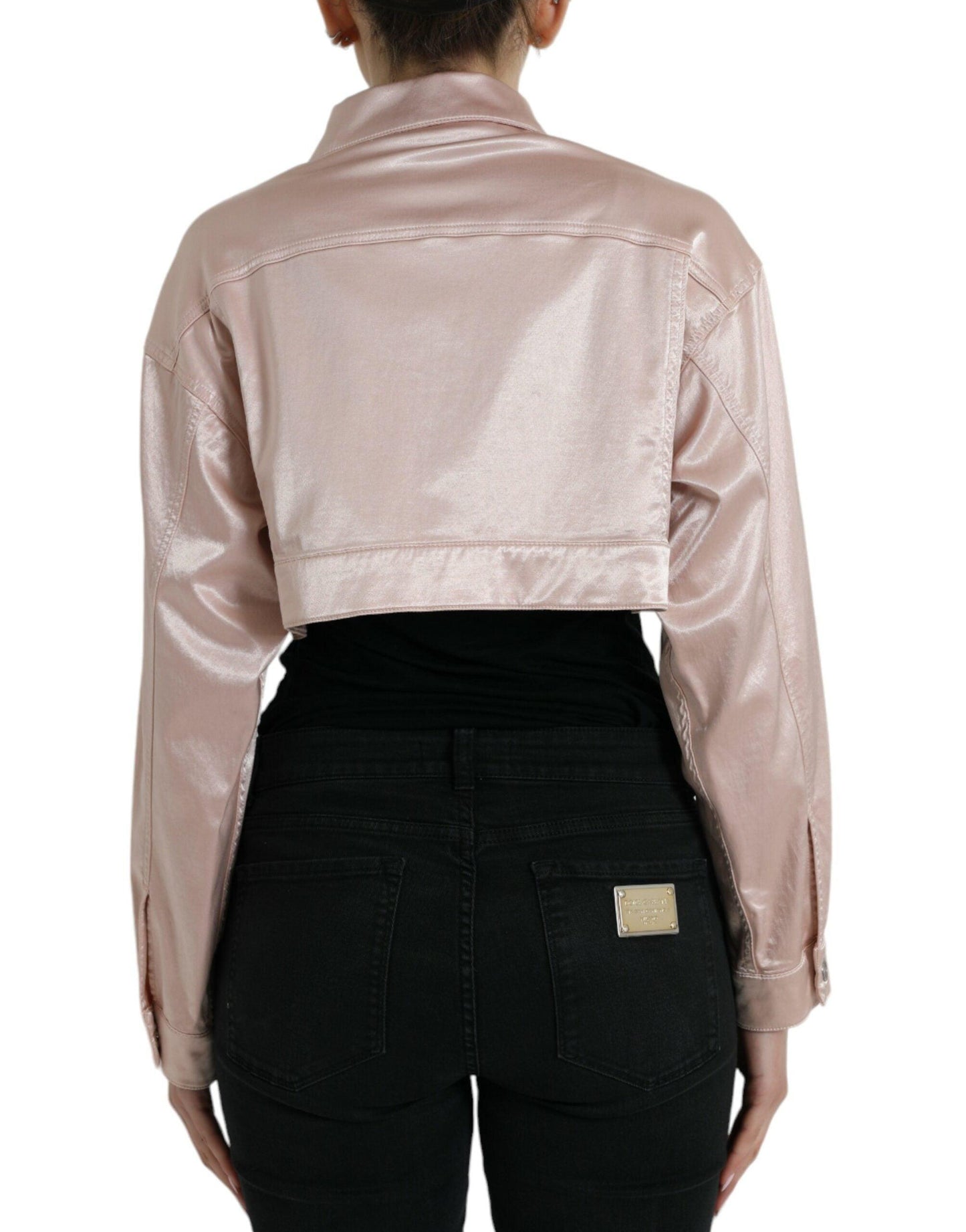 Dolce & Gabbana Pink Cropped Denim Jacket - Arichezz.store