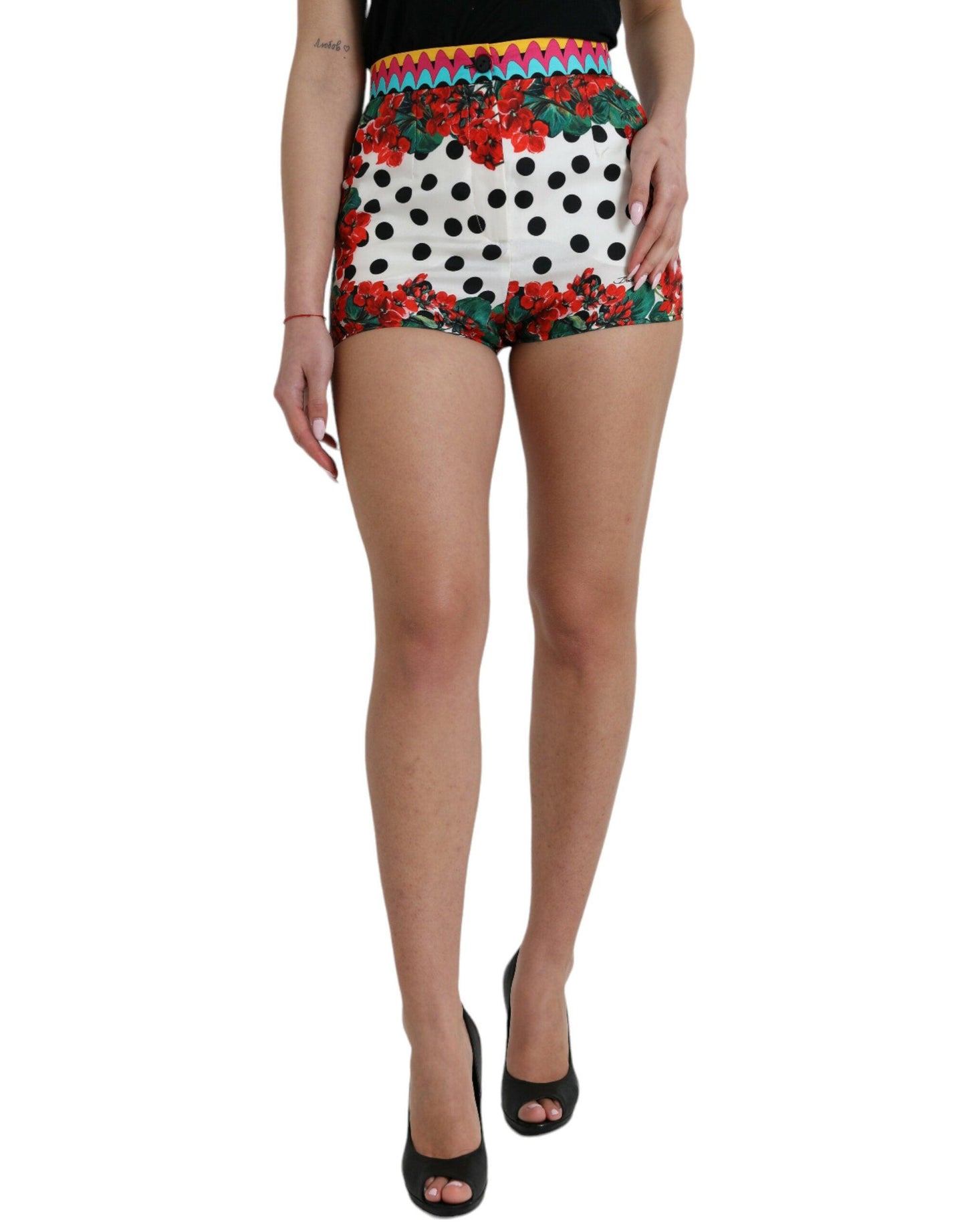 Dolce & Gabbana Multicolor Silk High Waist Hot Pants - Arichezz.store