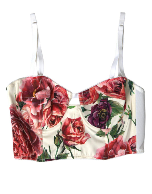 Dolce & Gabbana Floral Silk Blend Bustier Crop Top - Arichezz.store