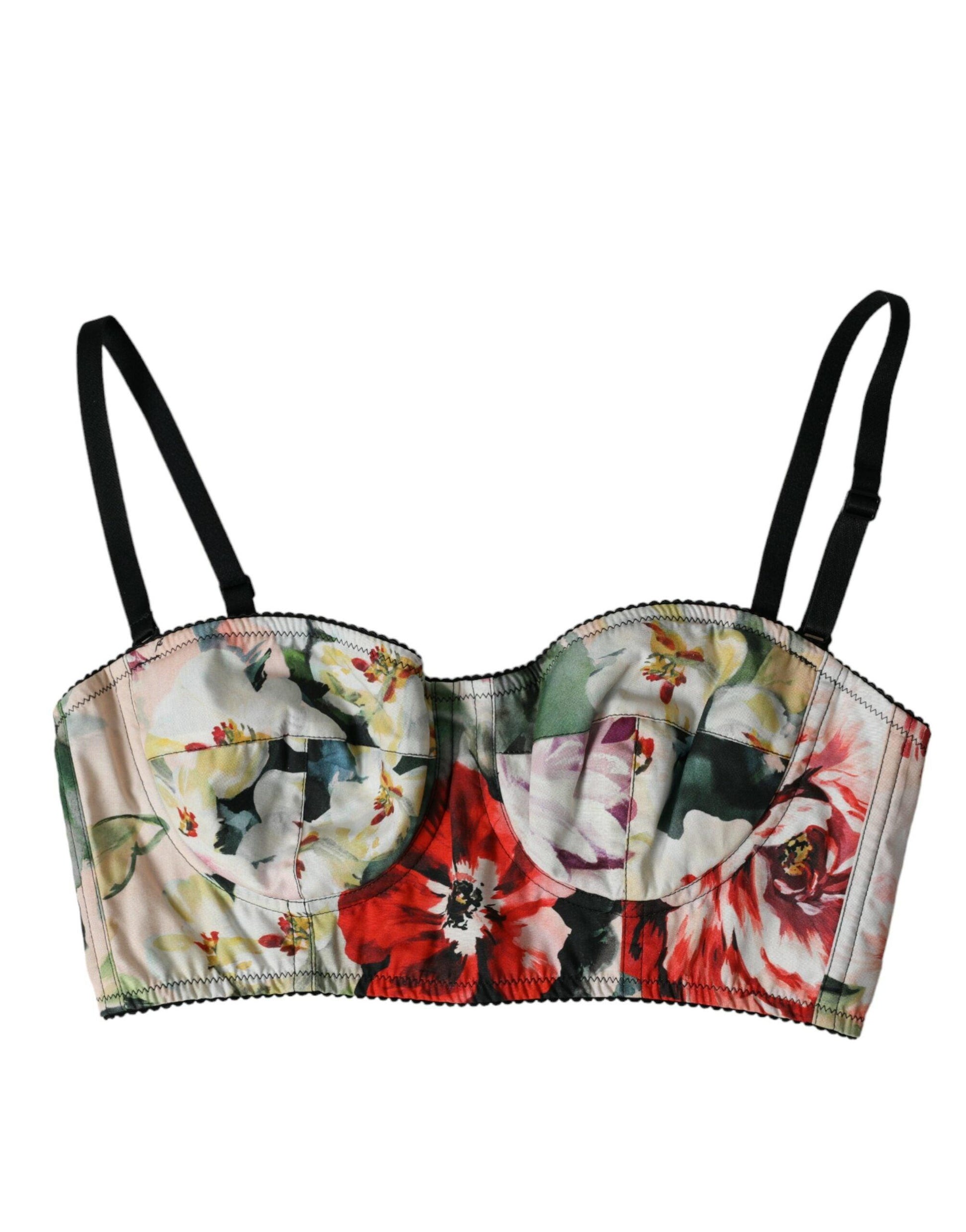 Dolce & Gabbana Multicolor Floral Bustier Crop Top - Arichezz.store