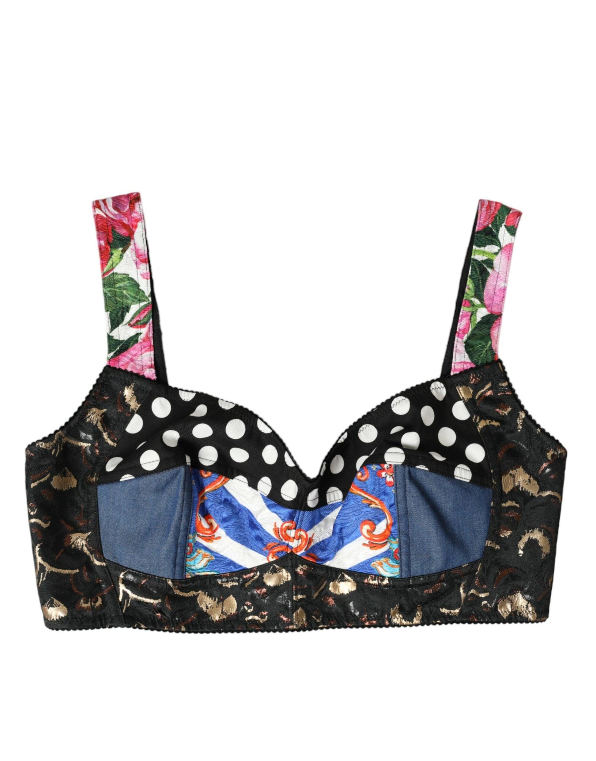 Dolce & Gabbana Floral Patchwork Bustier Crop Top - Arichezz.store