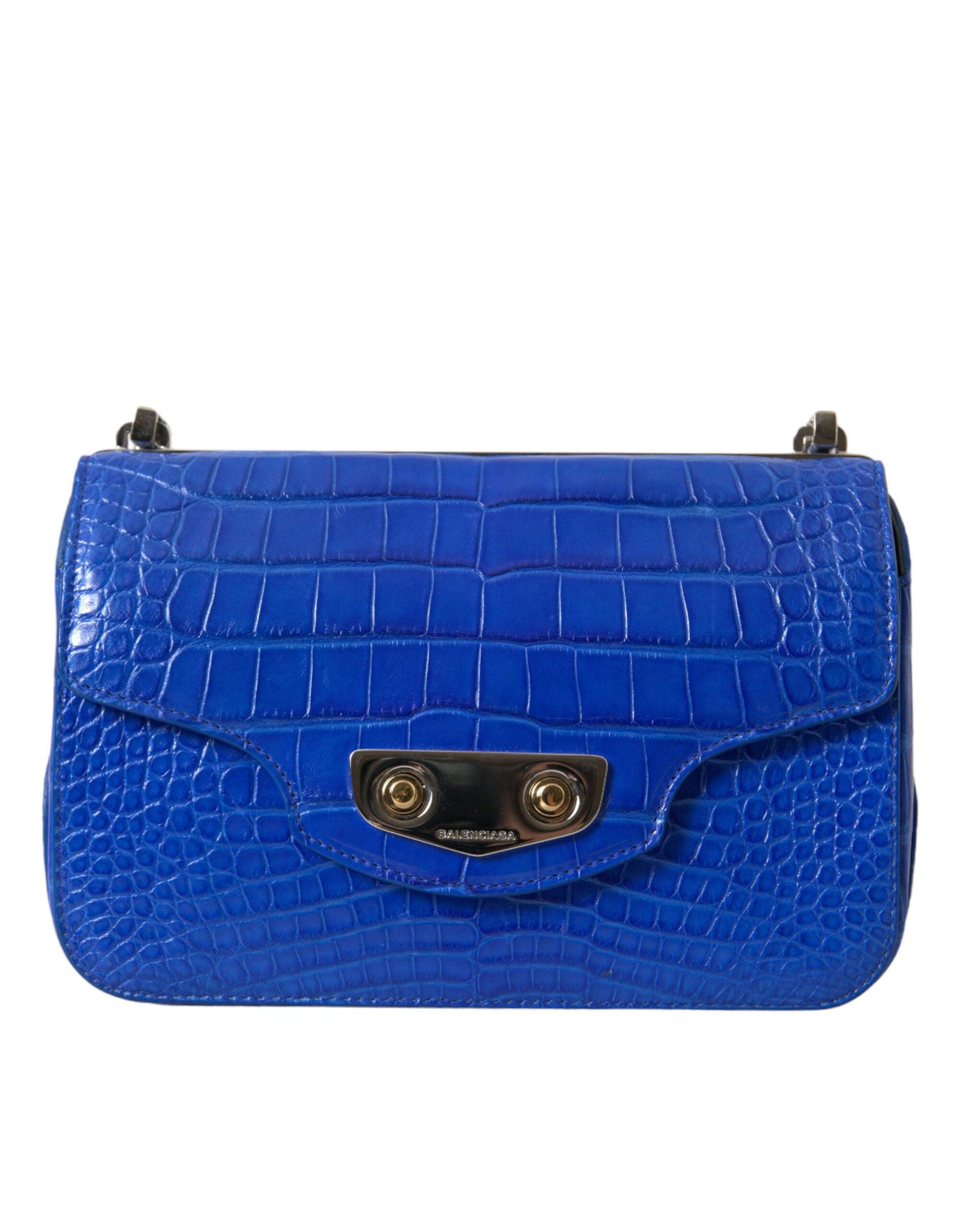 Balenciaga Alligator Skin Mini Shoulder Bag - Elegant Blue - Arichezz.store