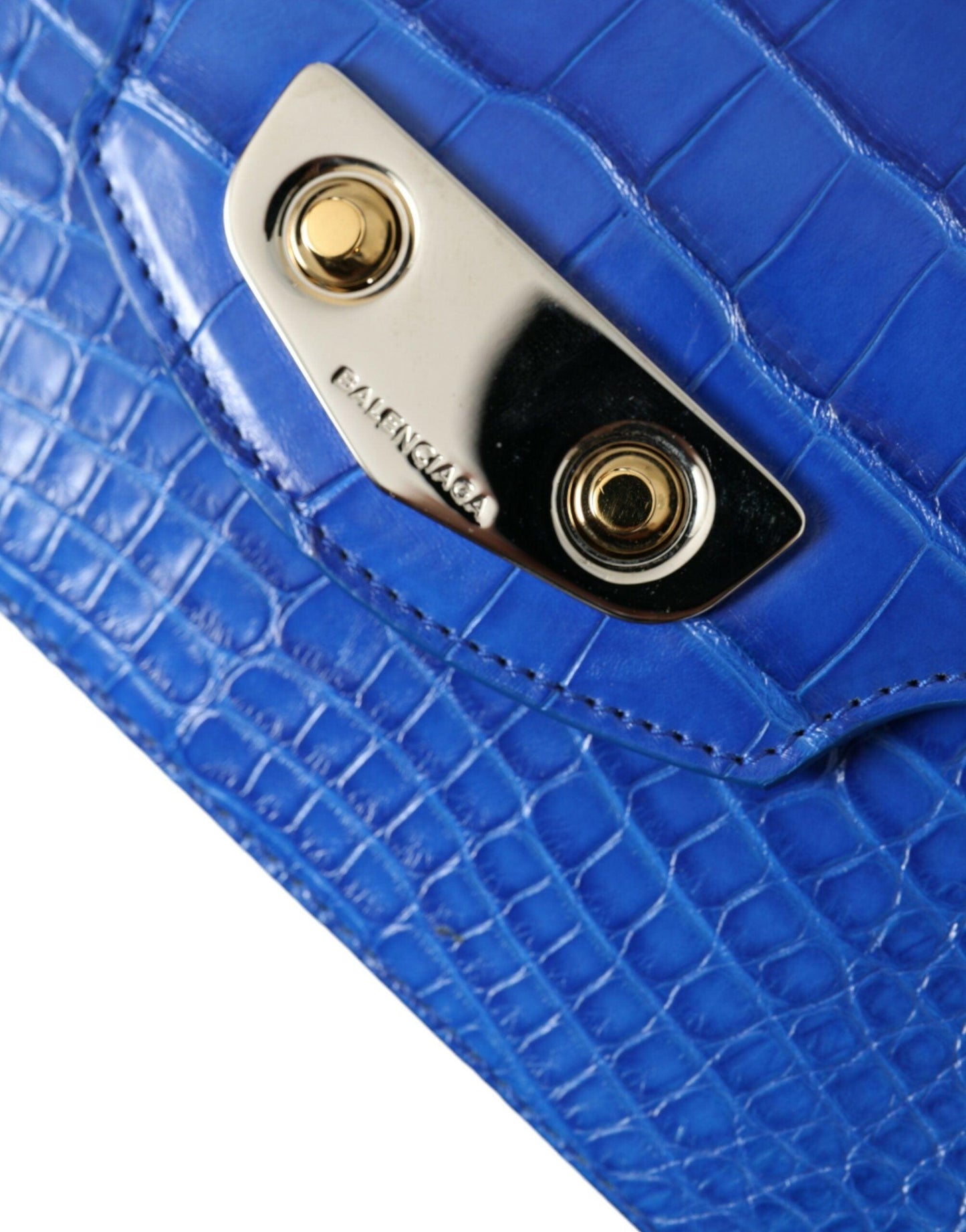 Balenciaga Alligator Skin Mini Shoulder Bag - Elegant Blue - Arichezz.store