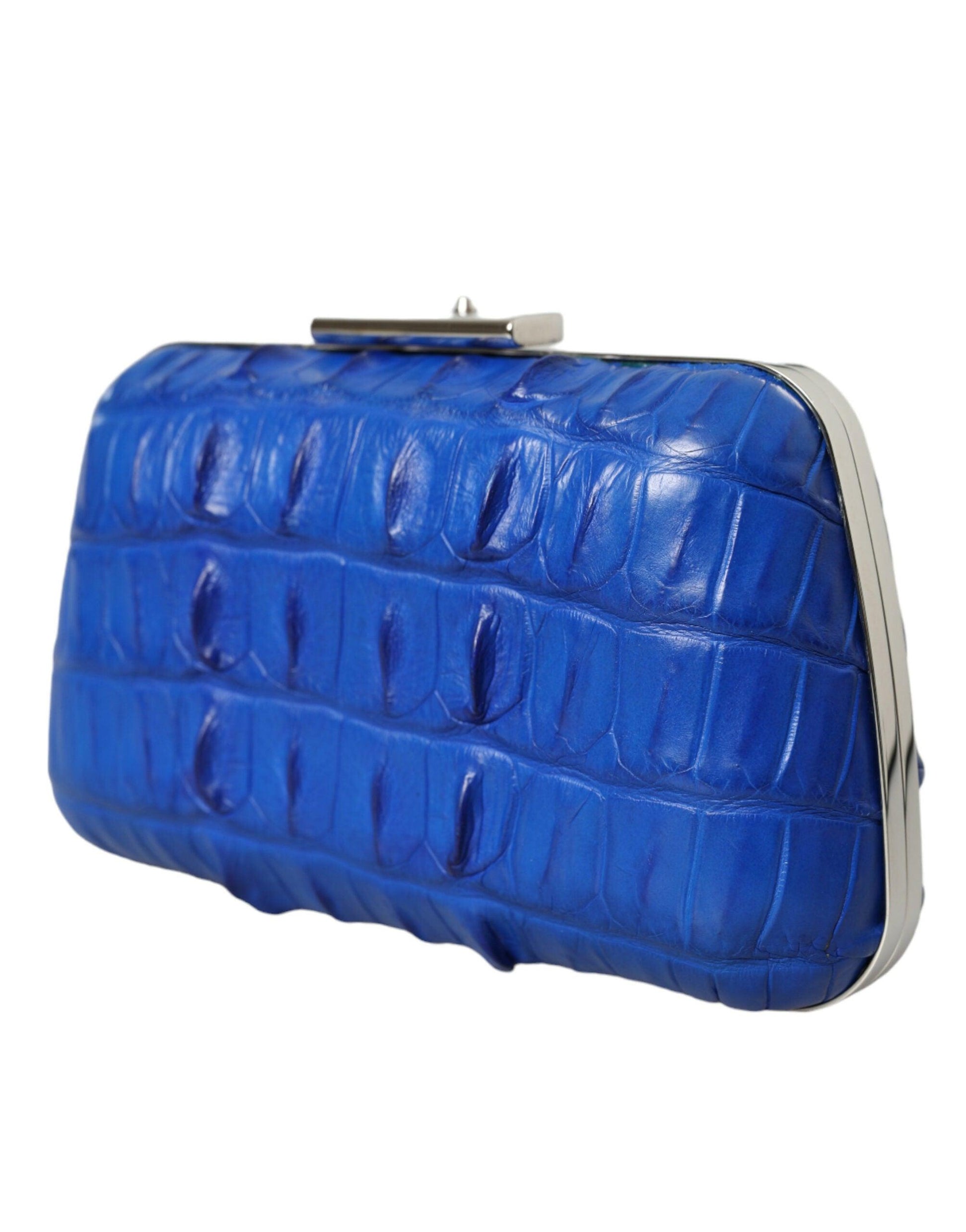 Balenciaga Electric Blue Crocodile Skin Clutch - Arichezz.store