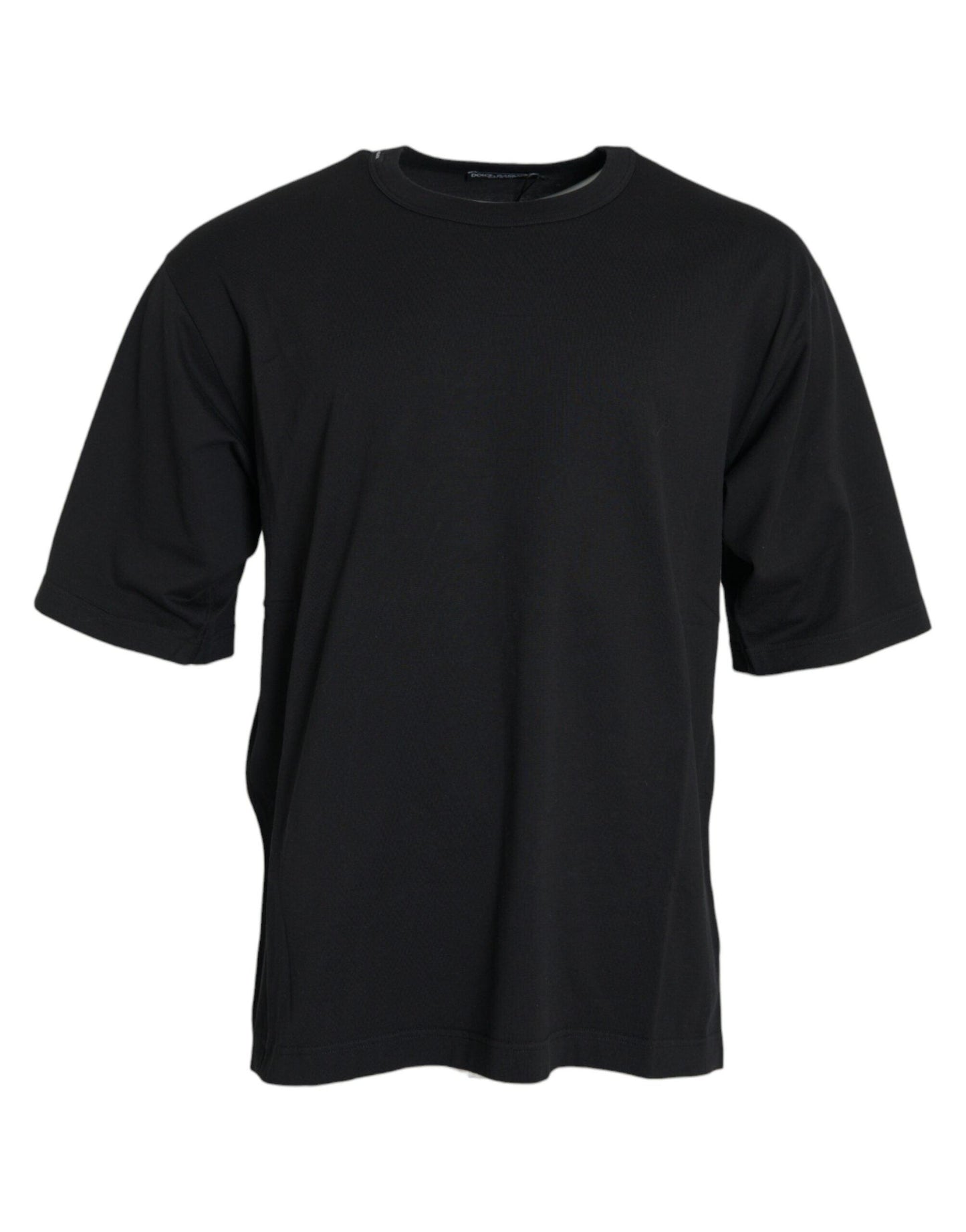 Dolce & Gabbana Black Logo Embossed Crew Neck Short Sleeves T-shirt - Arichezz.store