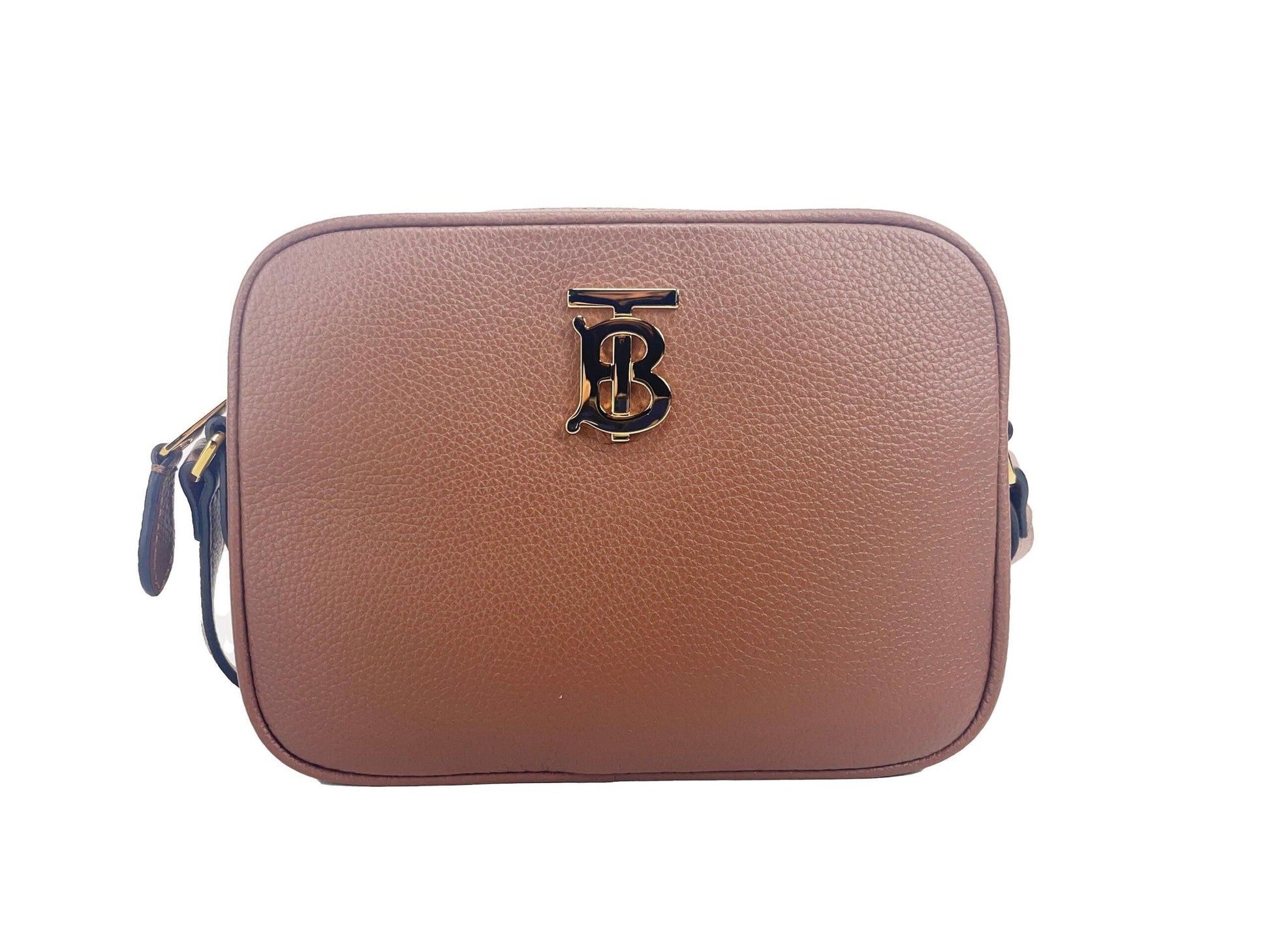 Burberry Small Leather Tan Camera Crossbody TB Logo Bag - Arichezz.store