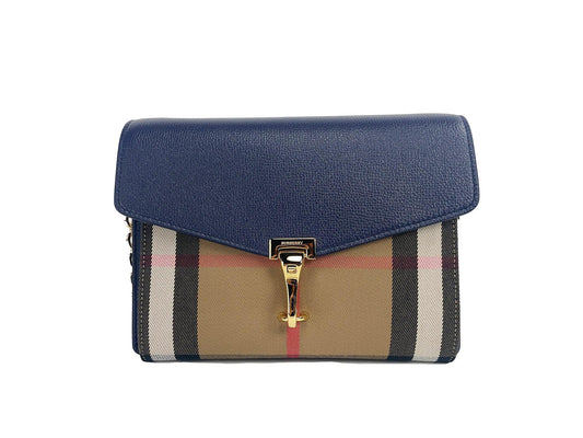 Burberry Macken Small Regency Blue House Check Leather Crossbody Bag - Arichezz.store