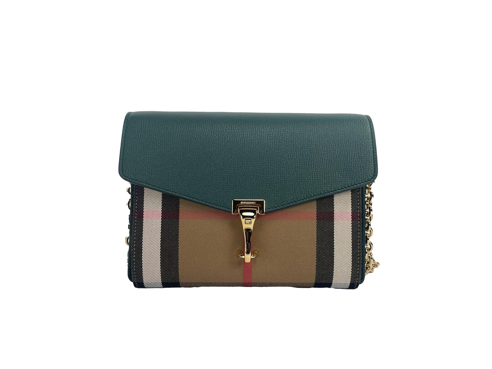 Burberry Macken Small Vintage Green House Check Leather Crossbody Bag - Arichezz.store