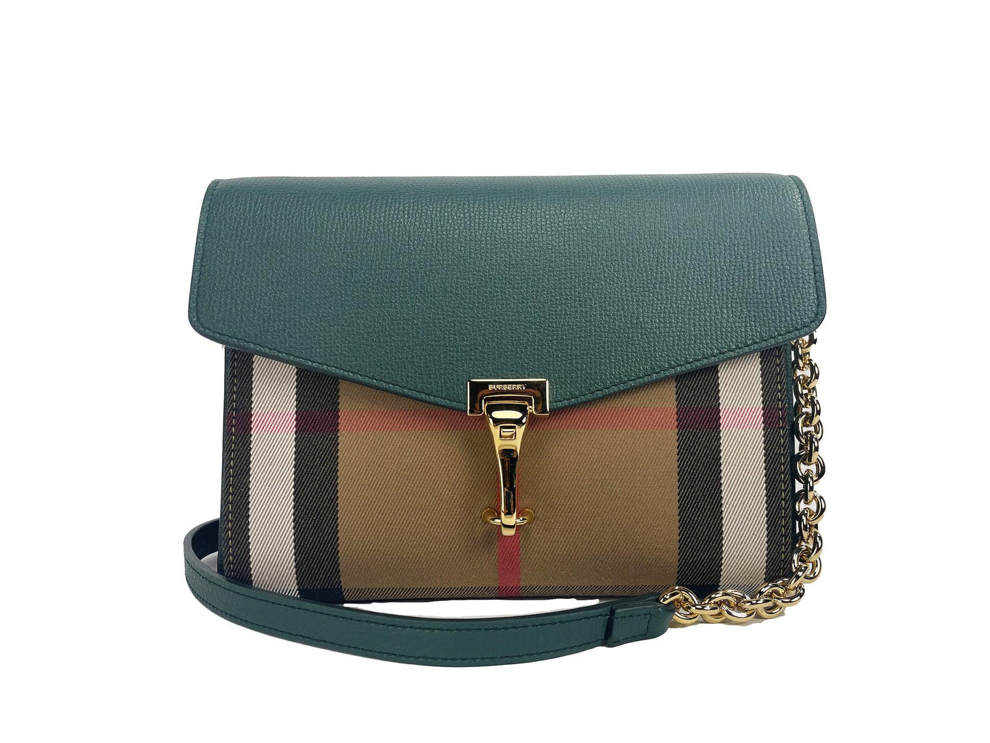 Burberry Macken Small Vintage Green House Check Leather Crossbody Bag - Arichezz.store