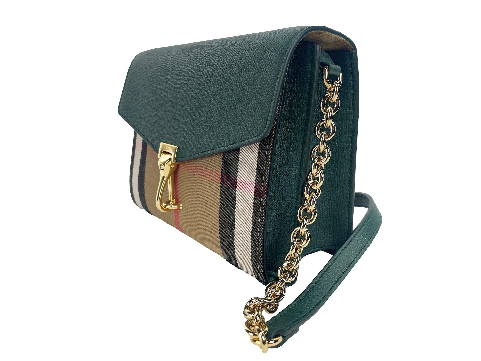 Burberry Macken Small Vintage Green House Check Leather Crossbody Bag - Arichezz.store