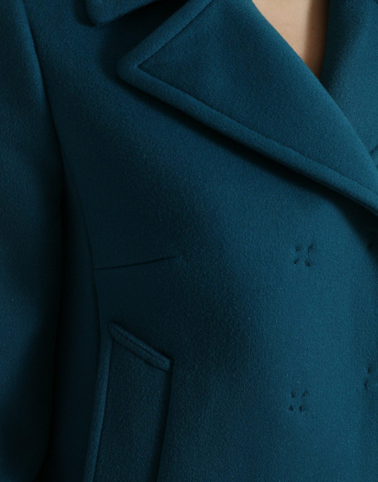 Dolce & Gabbana Blue Wool Cashmere Short Trench Coat - Arichezz.store