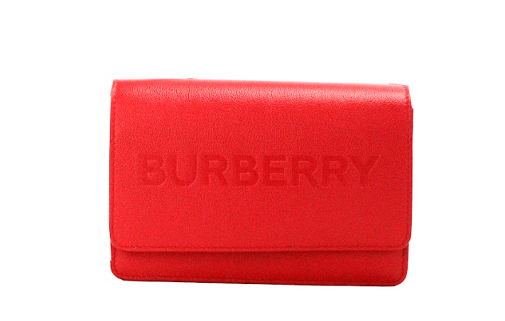 Burberry Hampshire Small Red Embossed Logo Smooth Leather Crossbody Bag - Arichezz.store