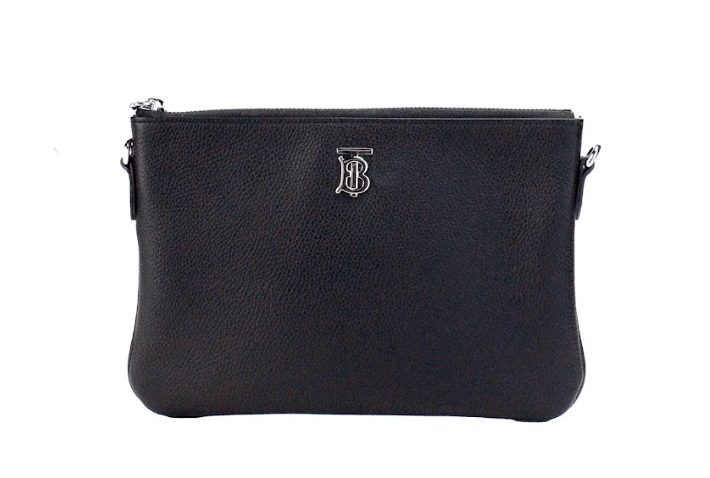 Burberry Peyton Monogram Black Leather Pouch Crossbody Bag Purse - Arichezz.store