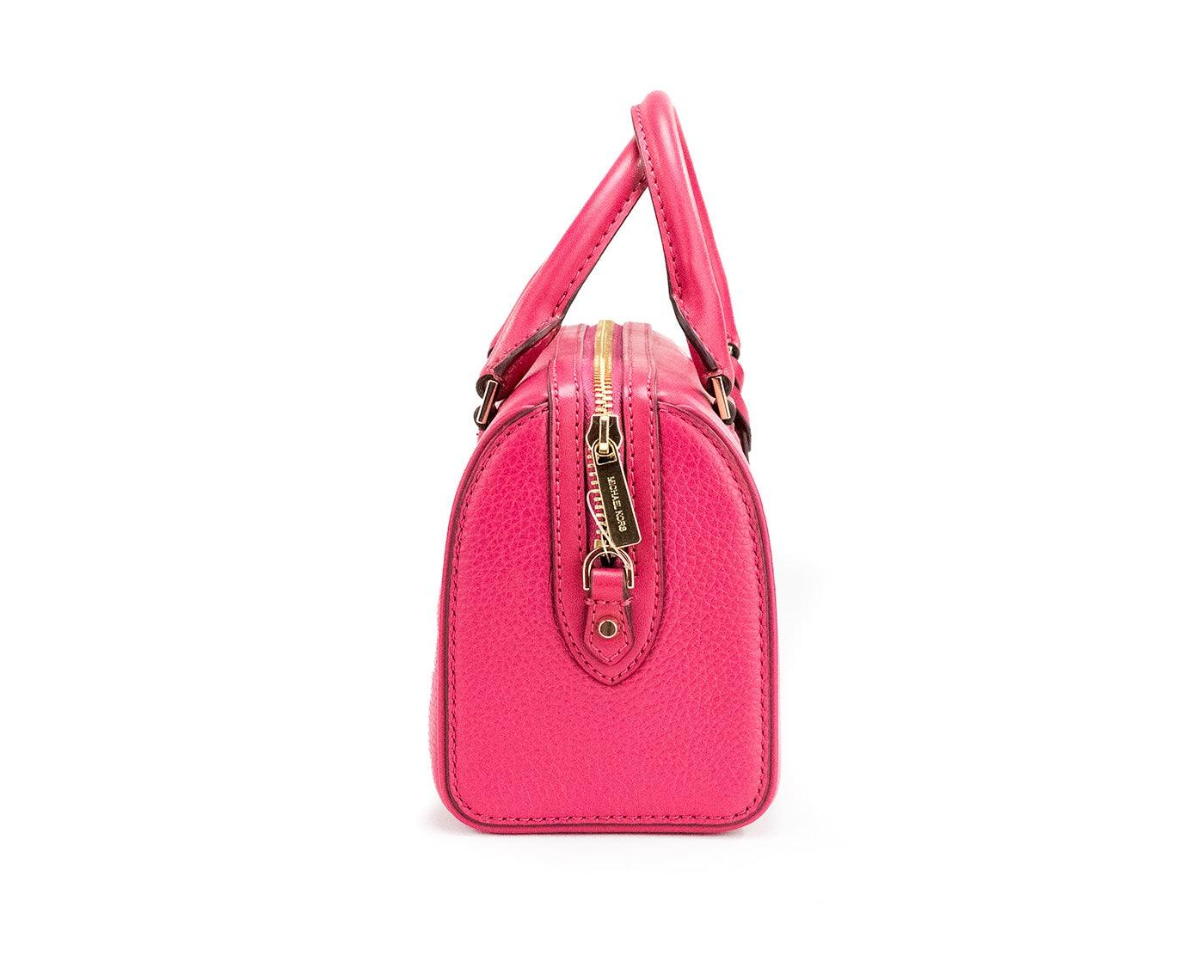 Michael Kors Travel XS Carmine Pink Leather Duffle Crossbody Handbag Purse - Arichezz.store