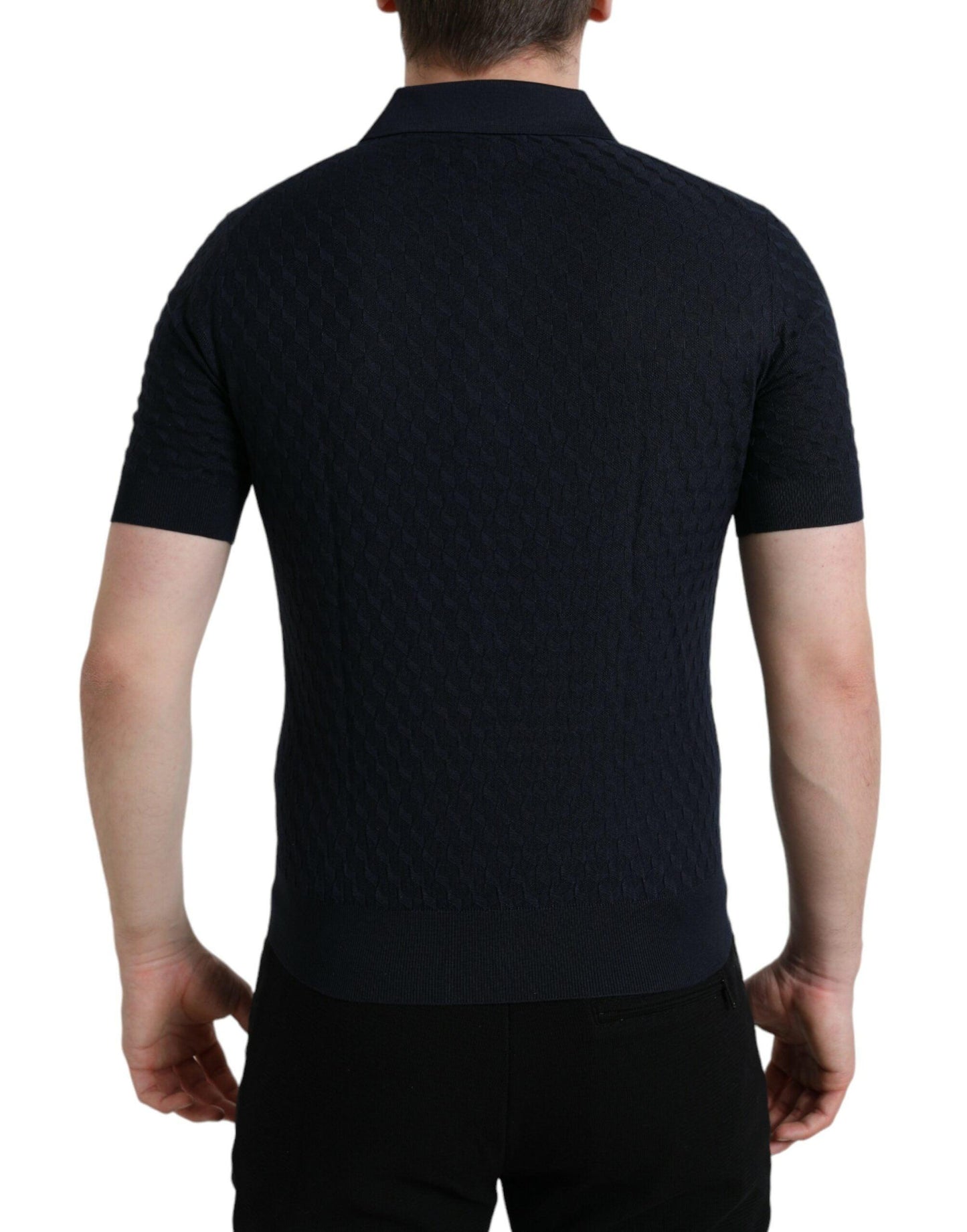 Dolce & Gabbana Dark Blue Collared Short Sleeve Polo T-shirt - Arichezz.store