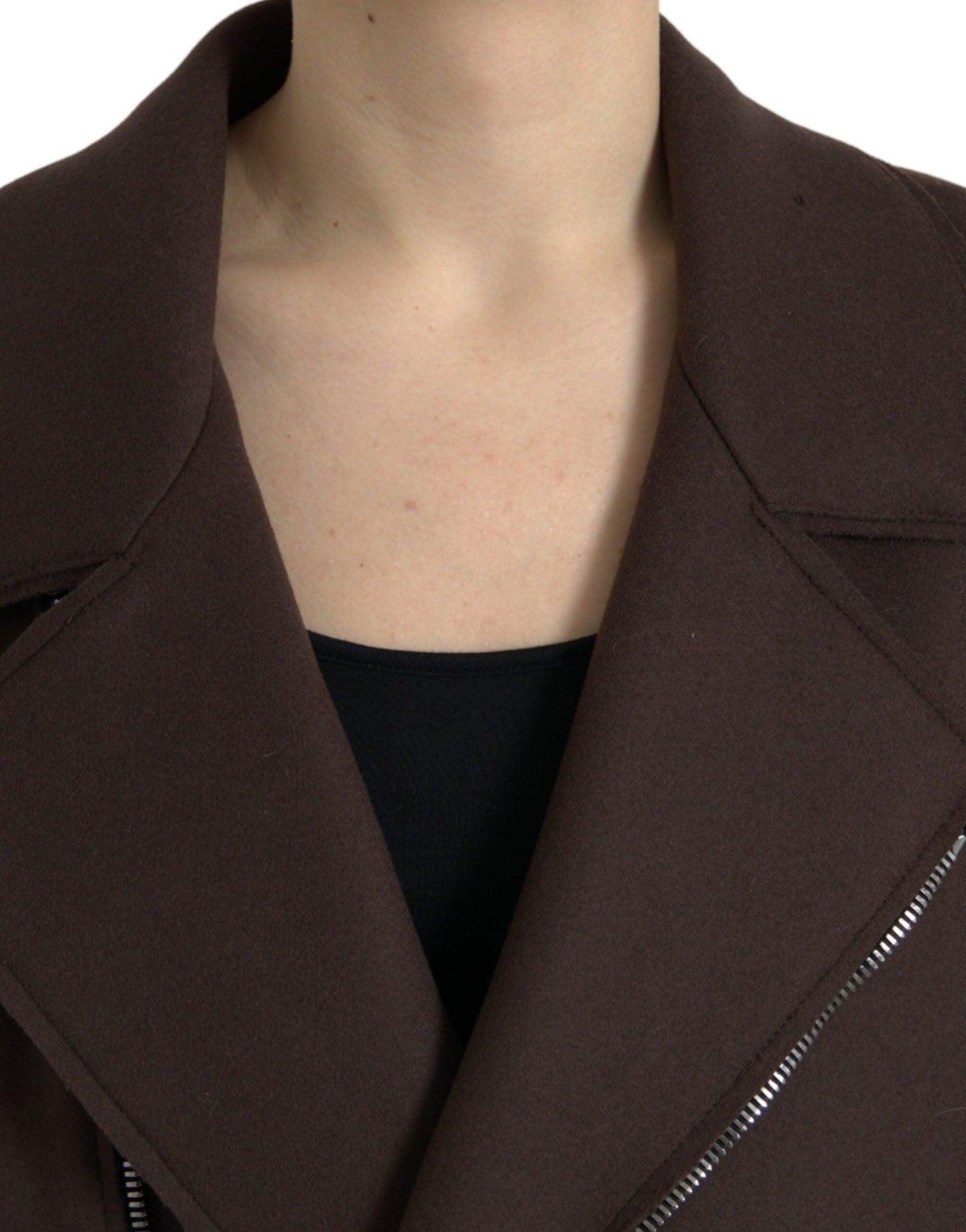 Dolce & Gabbana Brown Wool Biker Jacket - Arichezz.store