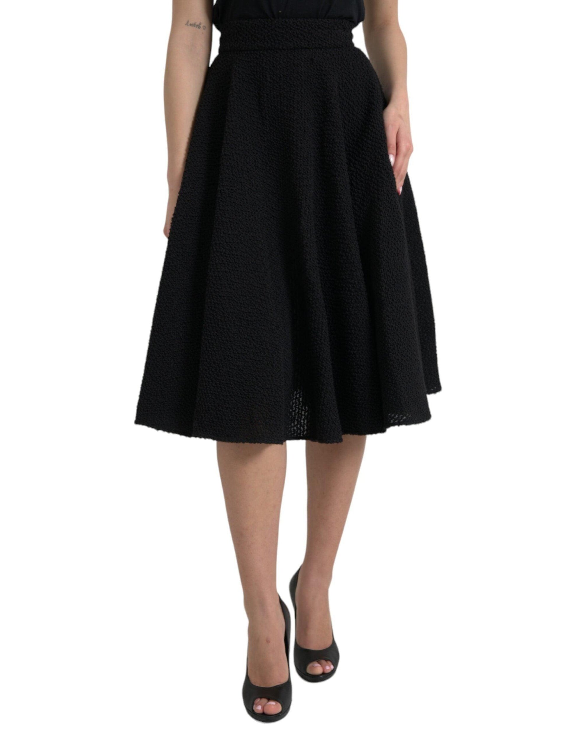 Dolce & Gabbana Black High Waist A-line Knee Length Skirt - Arichezz.store