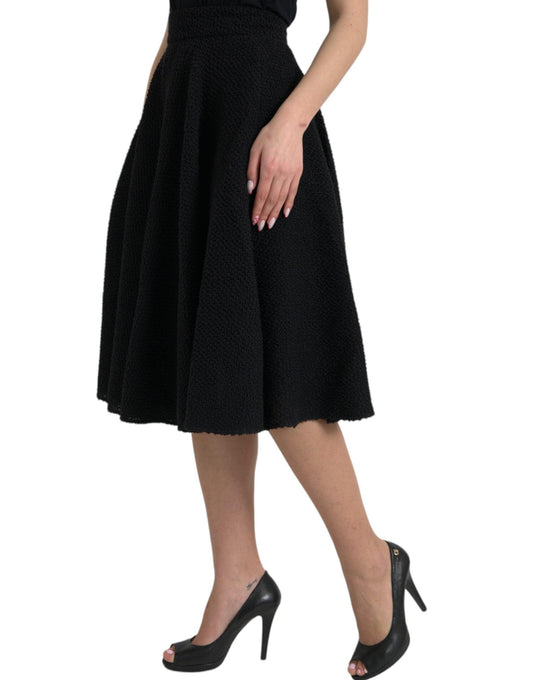 Dolce & Gabbana Black High Waist A-line Knee Length Skirt - Arichezz.store