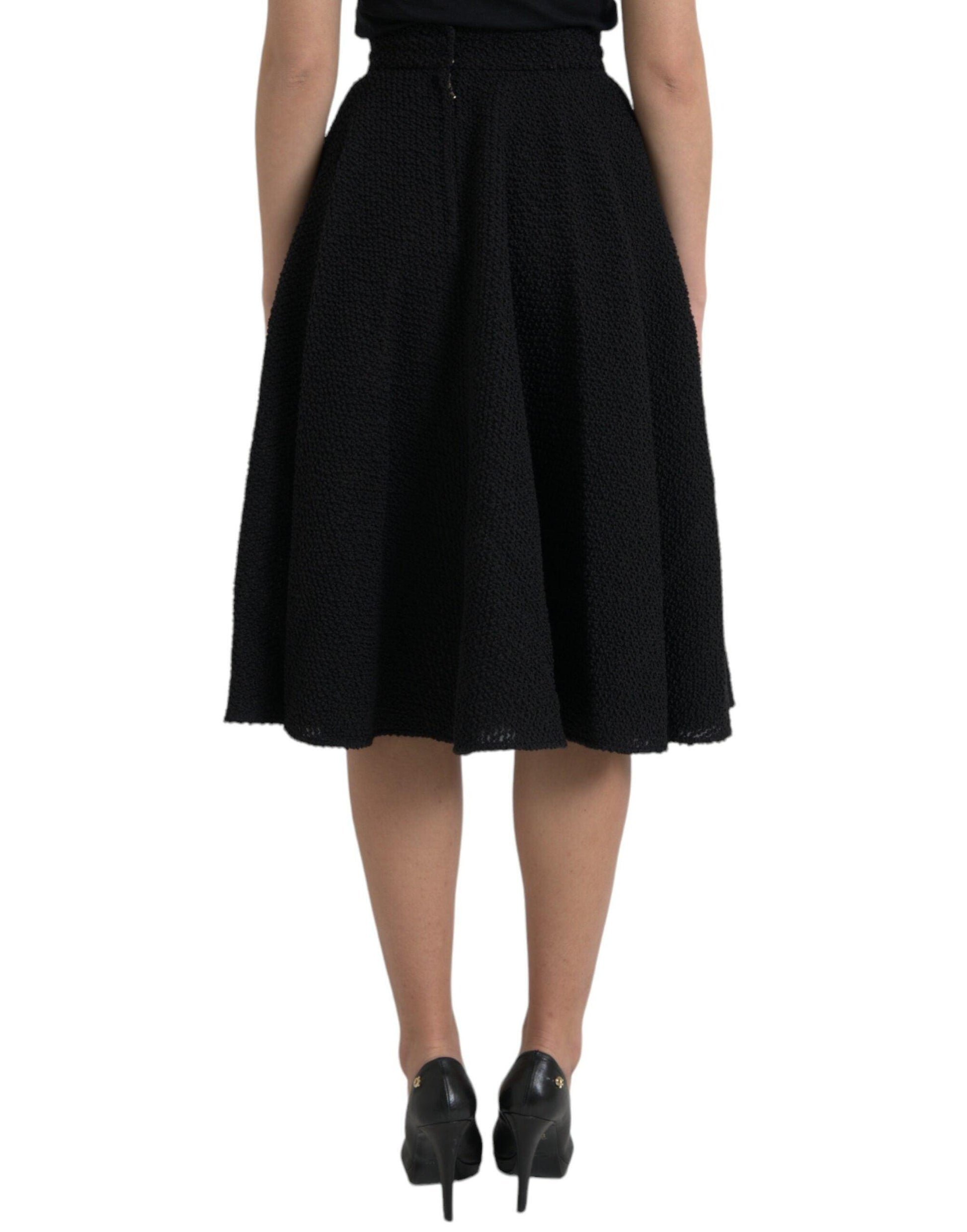 Dolce & Gabbana Black High Waist A-line Knee Length Skirt - Arichezz.store