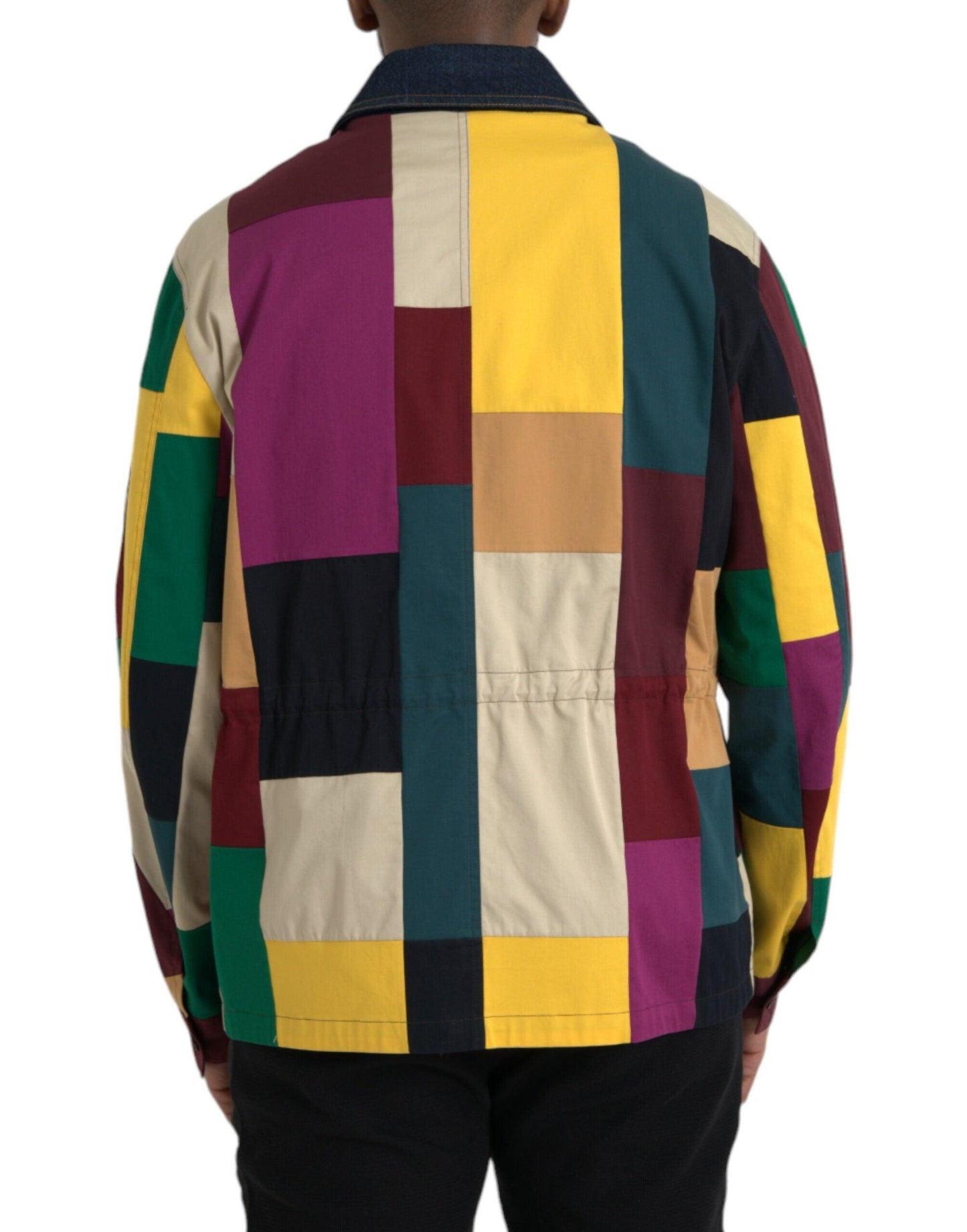 Dolce & Gabbana Multicolor Patchwork Cotton Collared Jacket - Arichezz.store