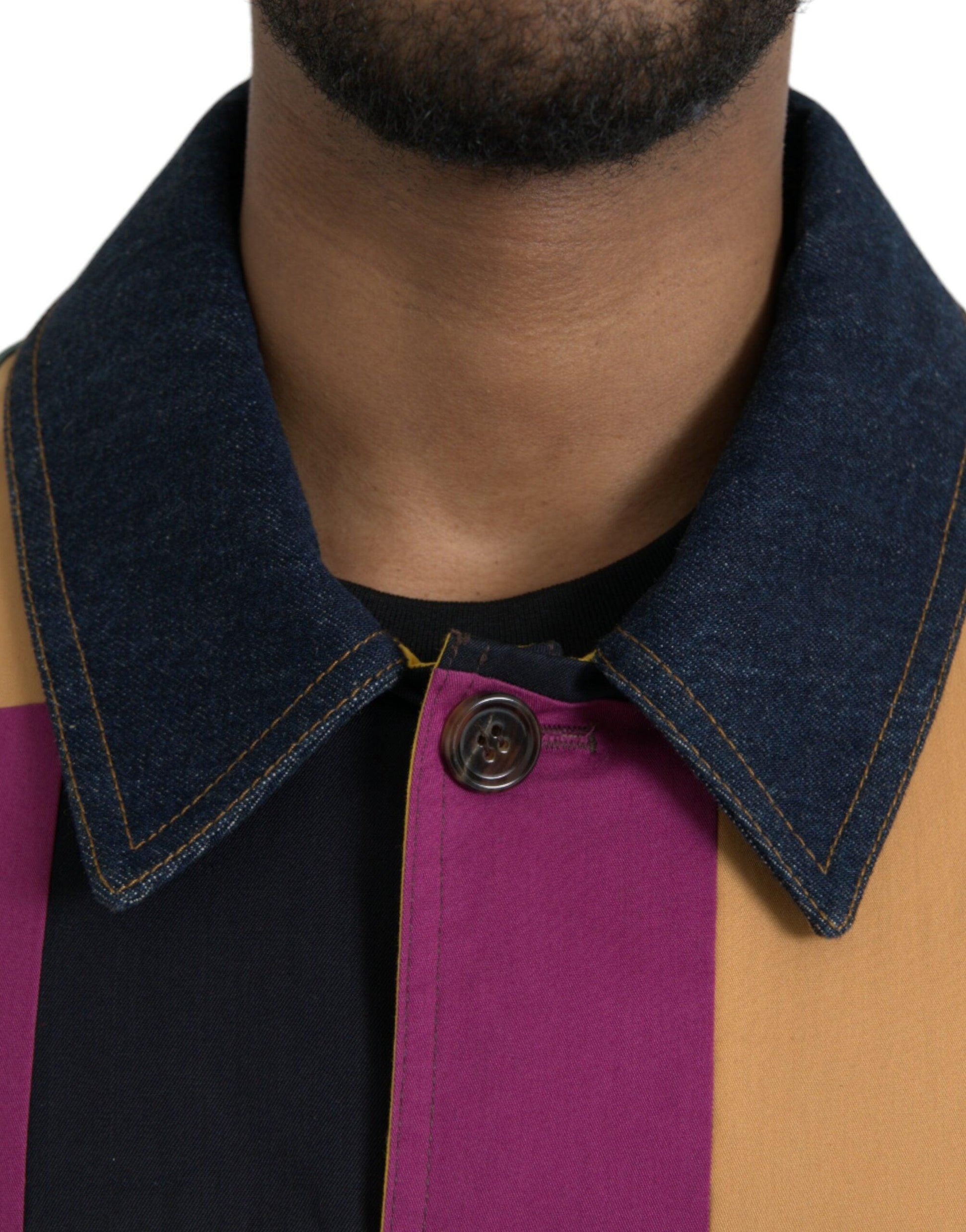 Dolce & Gabbana Multicolor Patchwork Cotton Collared Jacket - Arichezz.store