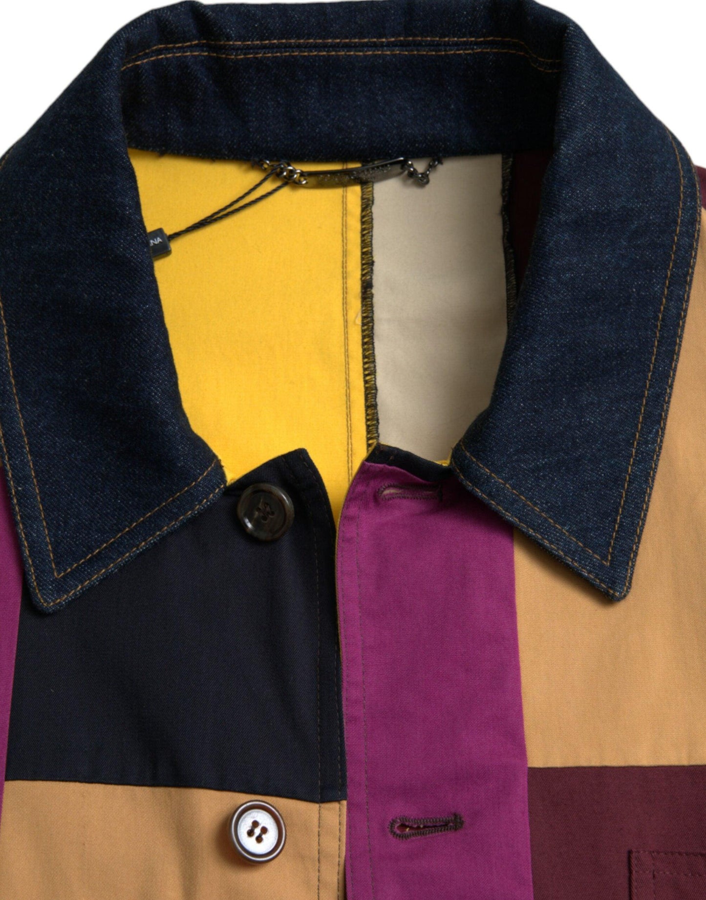 Dolce & Gabbana Multicolor Patchwork Cotton Collared Jacket - Arichezz.store