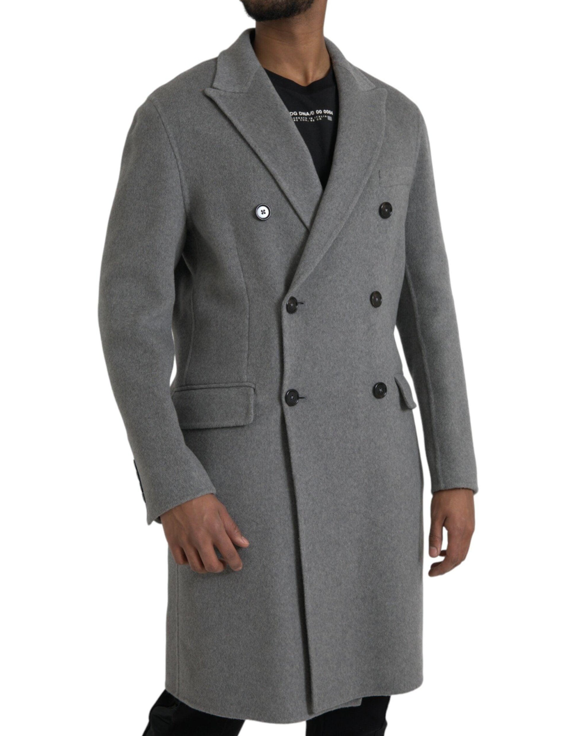 Dolce & Gabbana Gray Double Trench Coat Cashmere Jacket - Arichezz.store