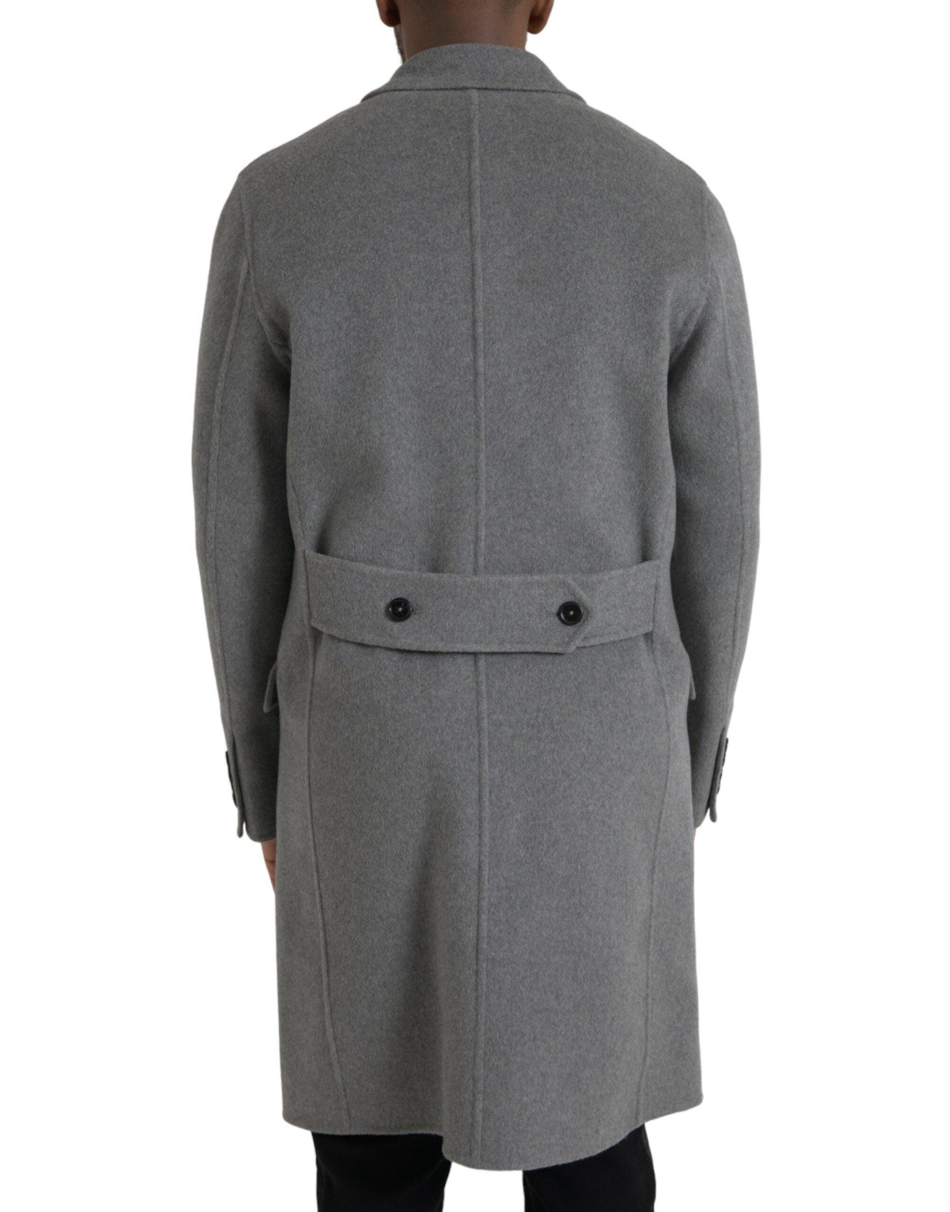 Dolce & Gabbana Gray Double Trench Coat Cashmere Jacket - Arichezz.store