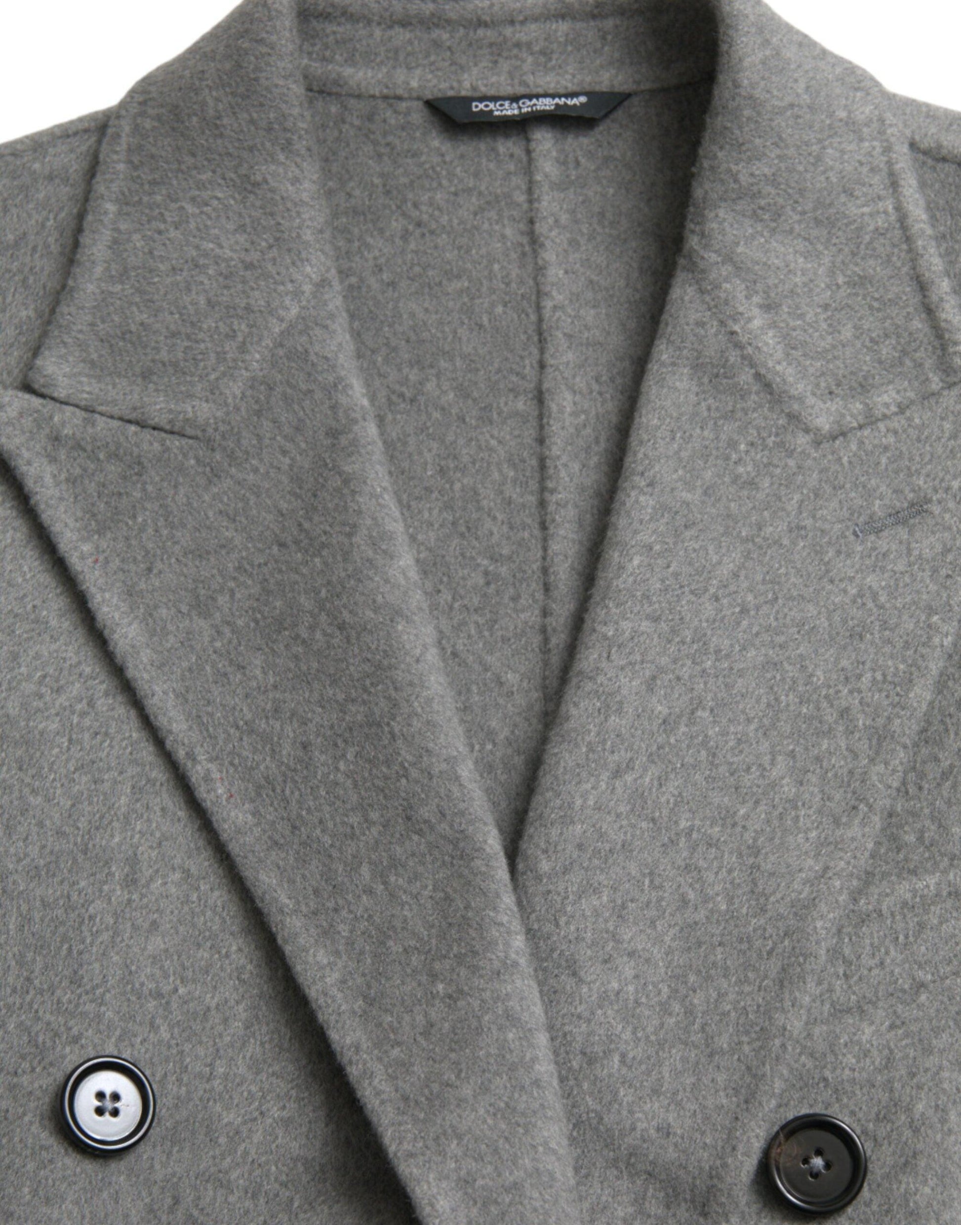 Dolce & Gabbana Gray Double Trench Coat Cashmere Jacket - Arichezz.store