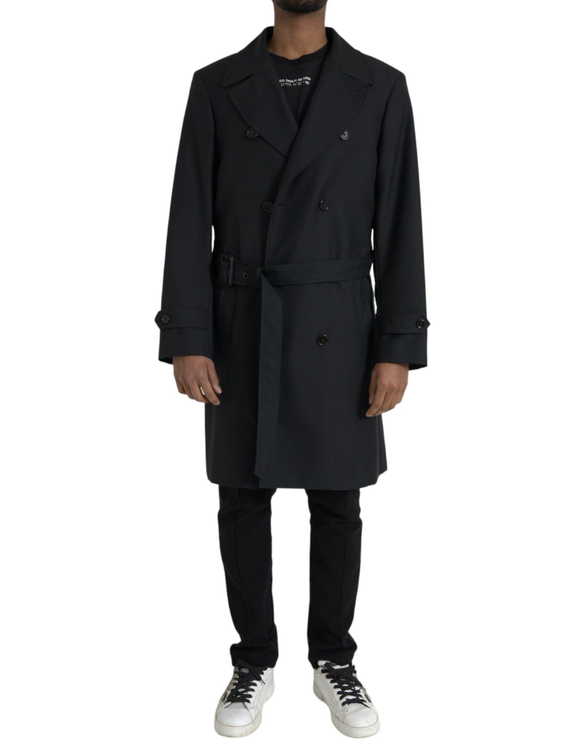 Dolce & Gabbana Black Double Breasted Trench Coat Jacket - Arichezz.store