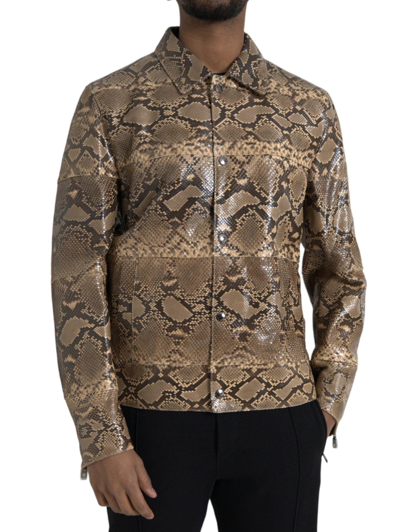 Dolce & Gabbana Beige Exotic Leather Biker Blouson Jacket - Arichezz.store