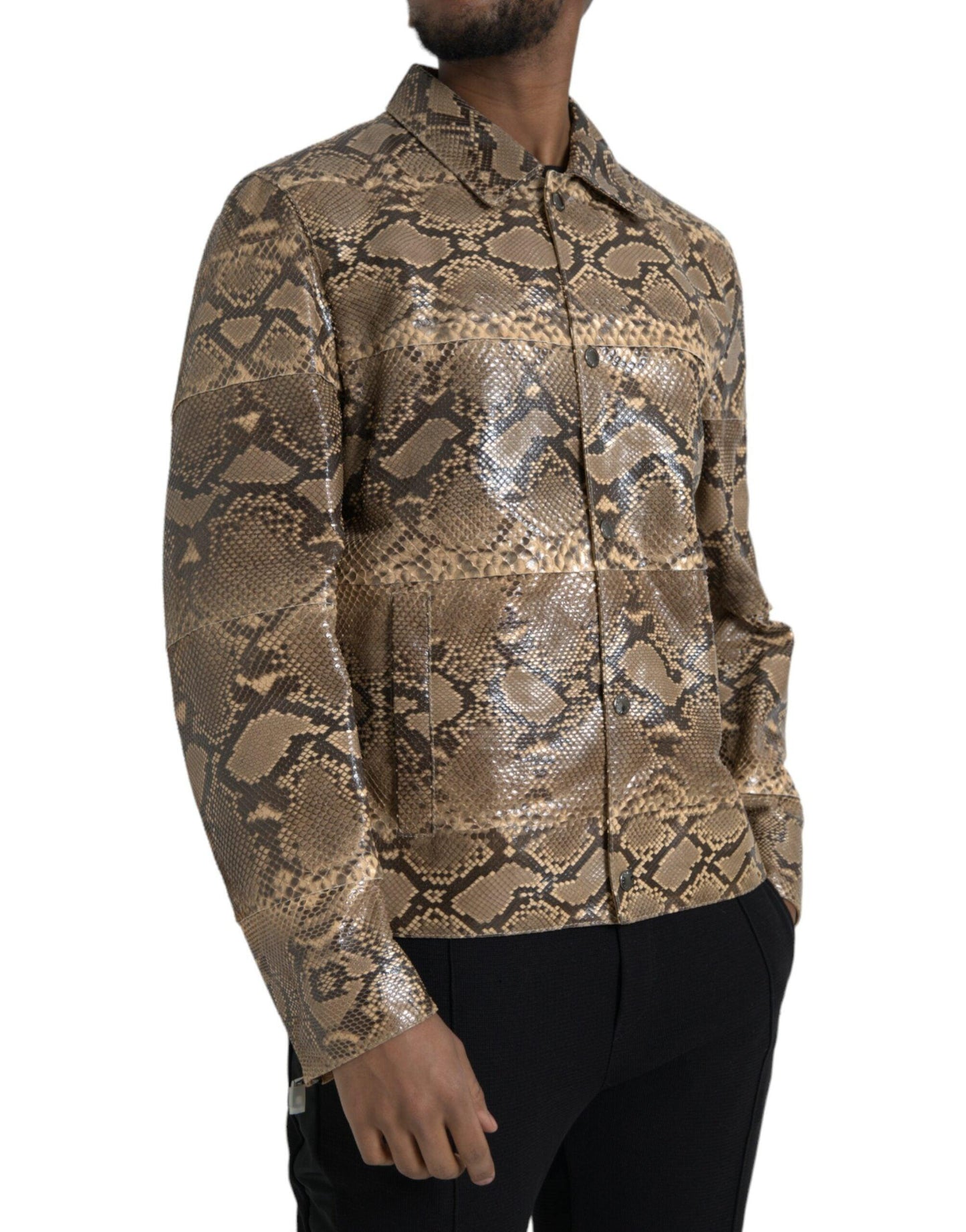 Dolce & Gabbana Beige Exotic Leather Biker Blouson Jacket - Arichezz.store