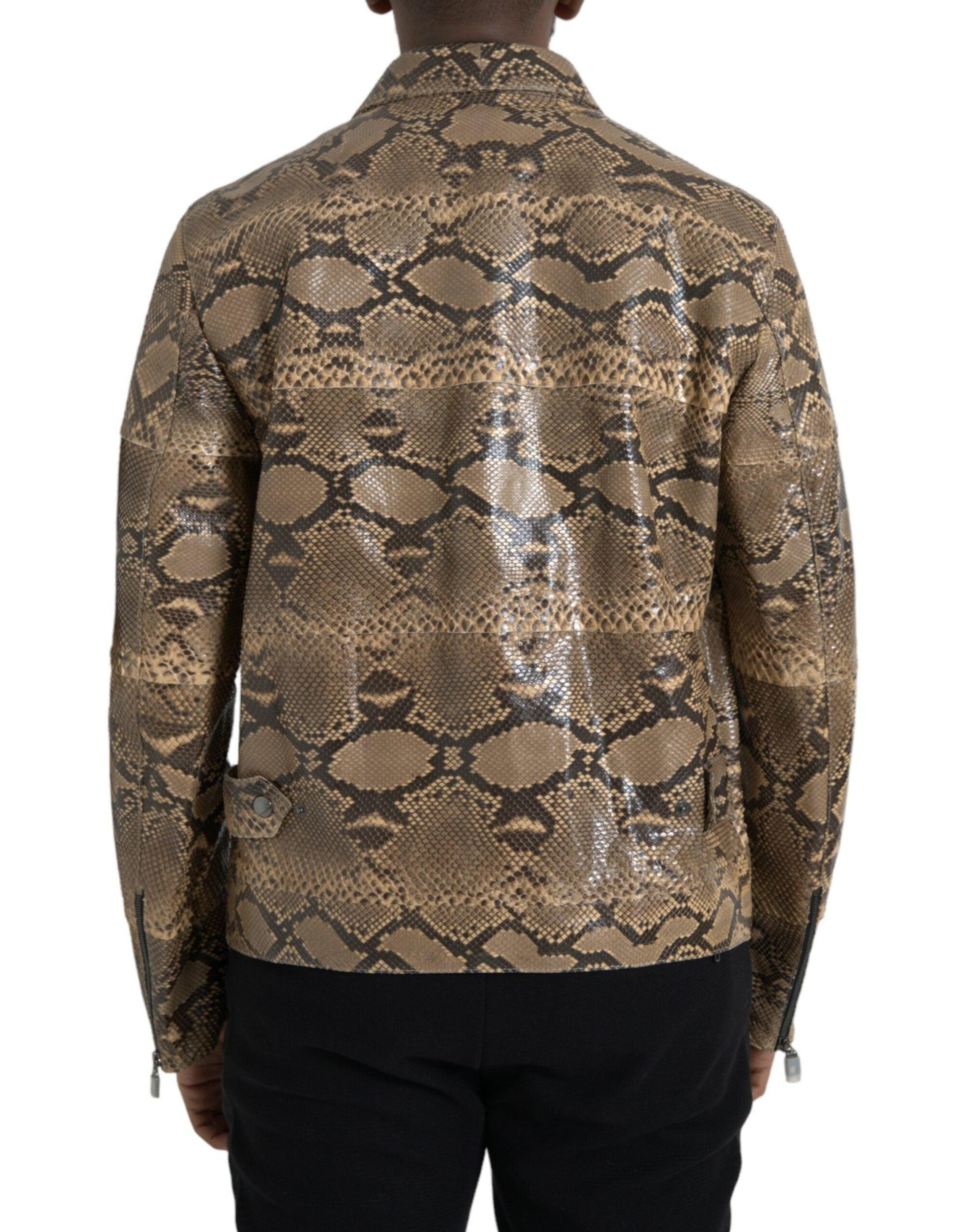 Dolce & Gabbana Beige Exotic Leather Biker Blouson Jacket - Arichezz.store