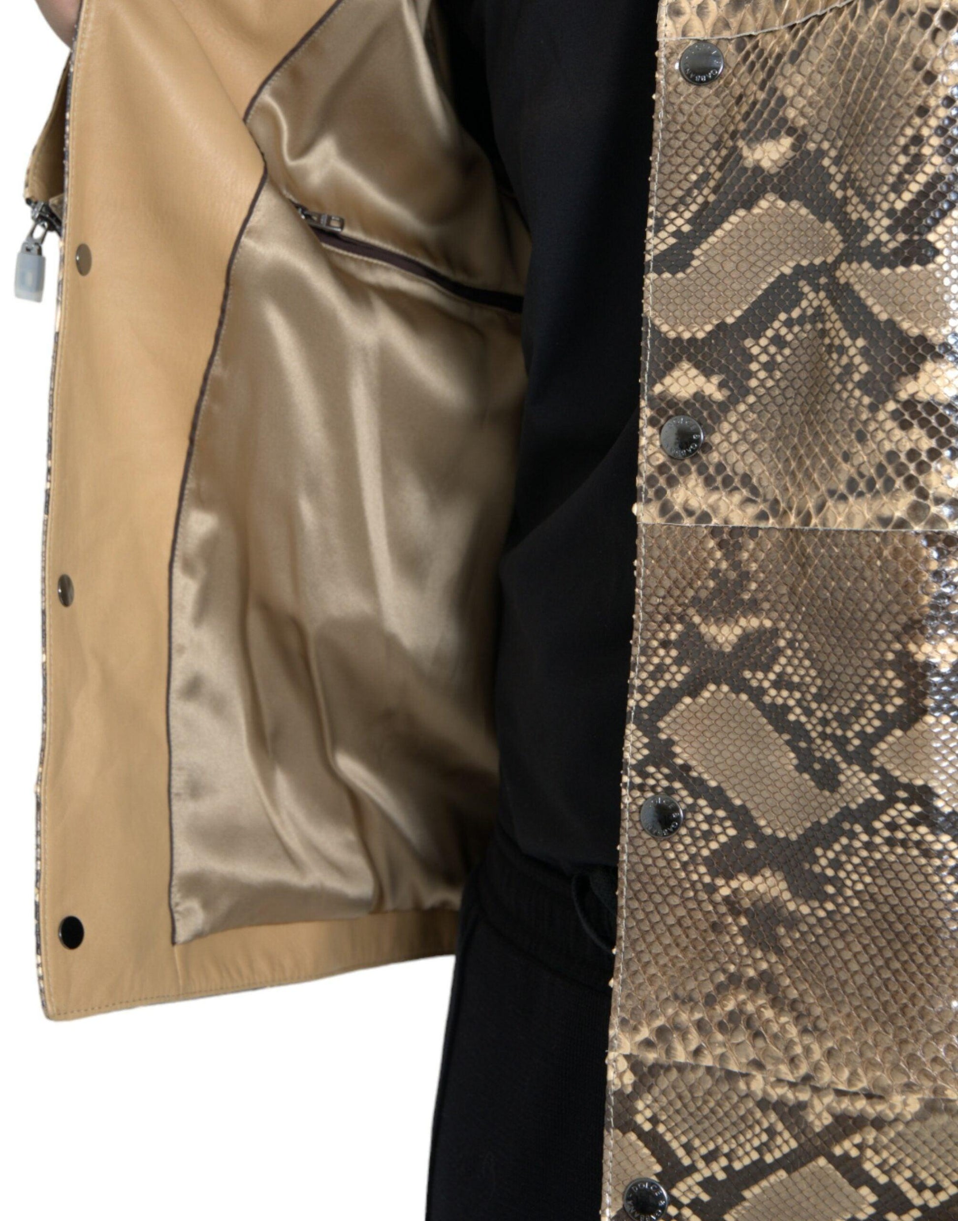 Dolce & Gabbana Beige Exotic Leather Biker Blouson Jacket - Arichezz.store