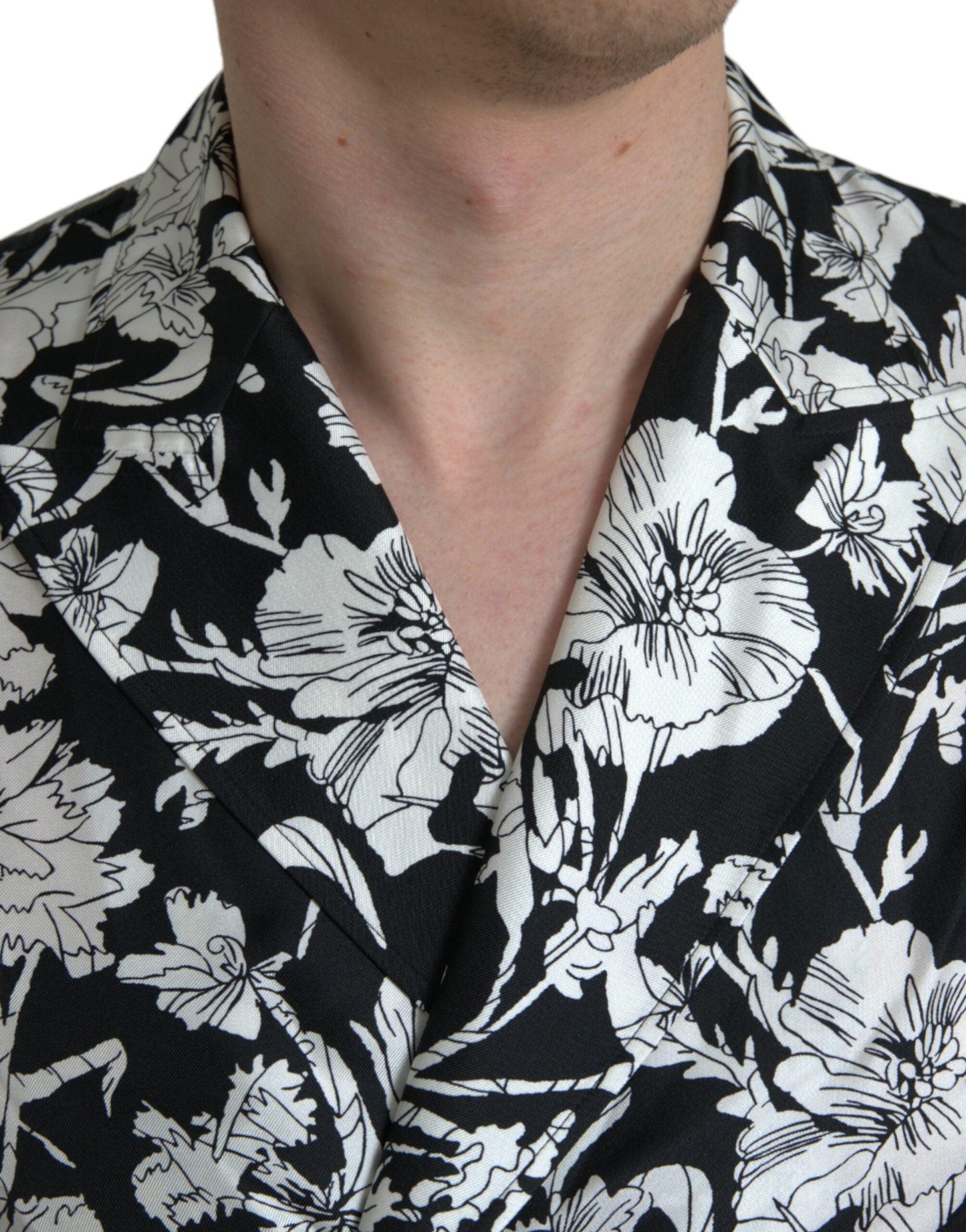 Dolce & Gabbana Black White Floral Button Down Casual Shirt - Arichezz.store