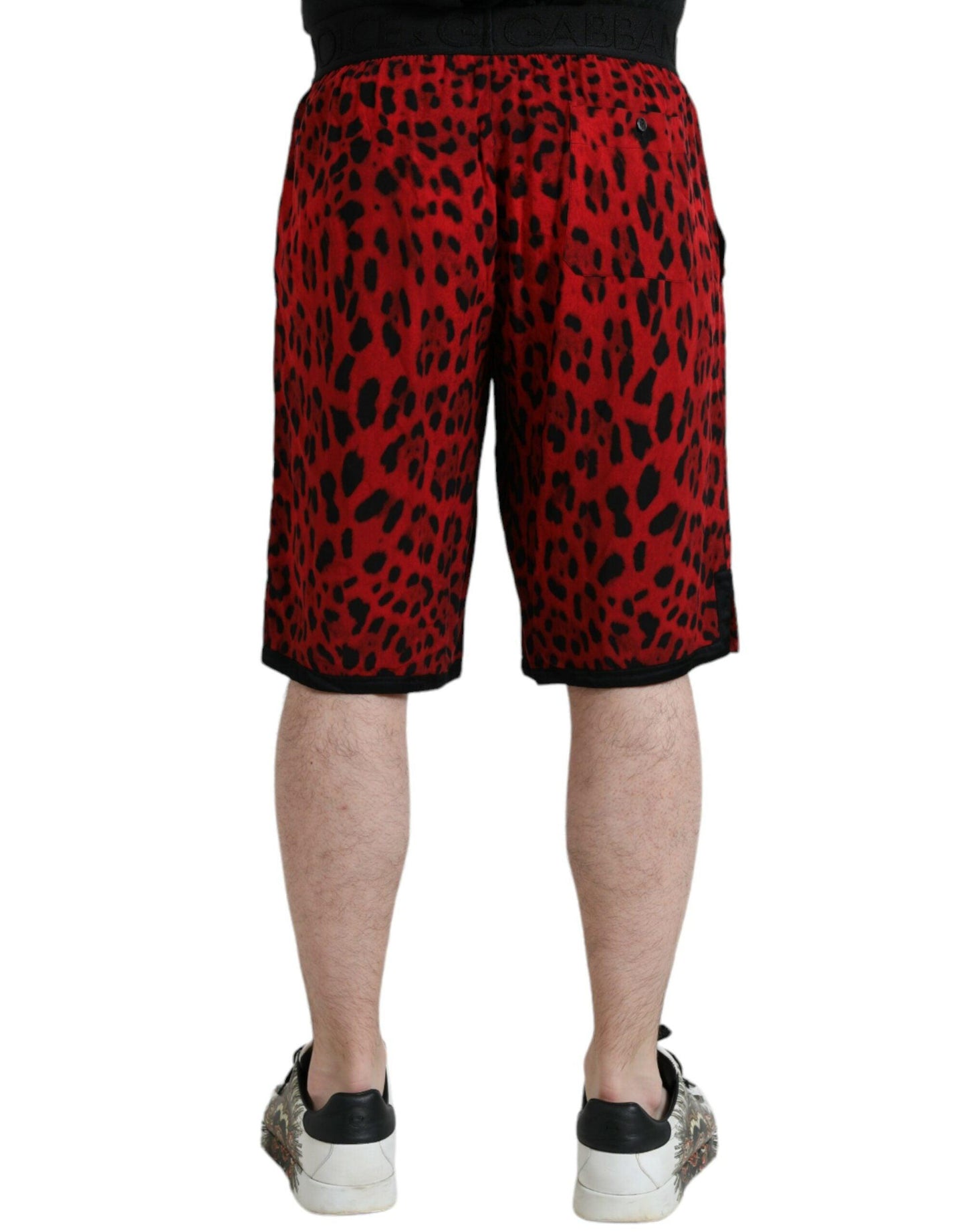 Dolce & Gabbana Red Leopard Print Viscose Bermuda Shorts - Arichezz.store