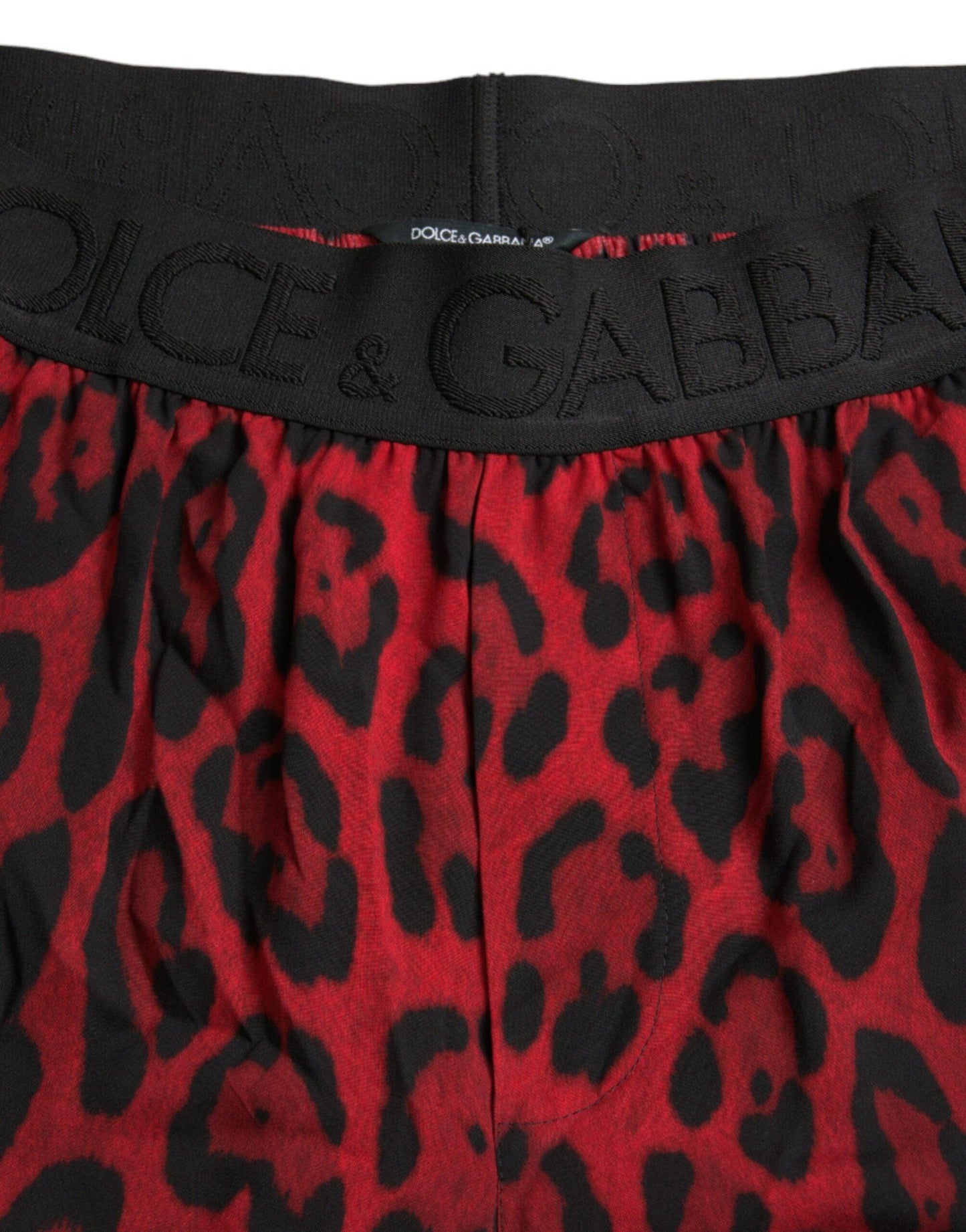 Dolce & Gabbana Red Leopard Print Viscose Bermuda Shorts - Arichezz.store