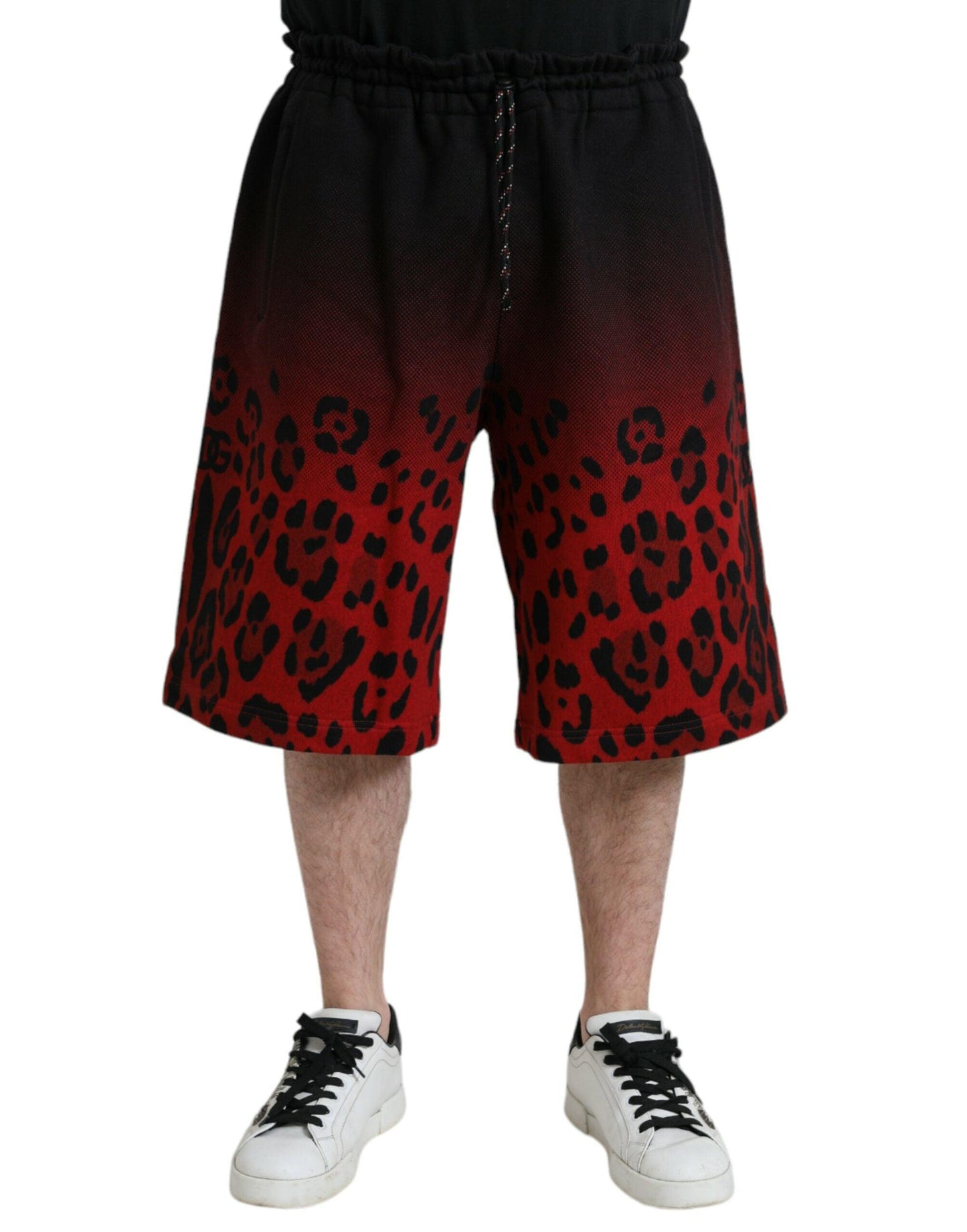 Dolce & Gabbana Red Leopard Print Cotton Bermuda Shorts - Arichezz.store