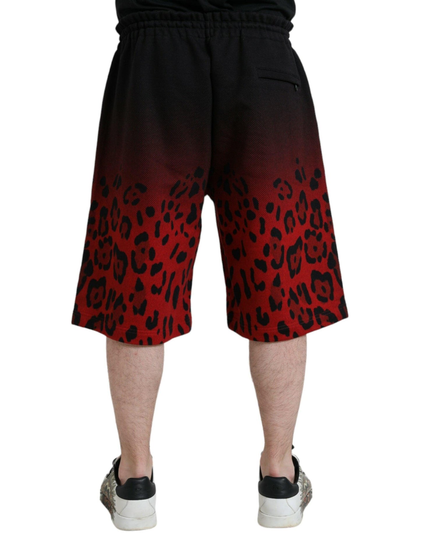 Dolce & Gabbana Red Leopard Print Cotton Bermuda Shorts - Arichezz.store