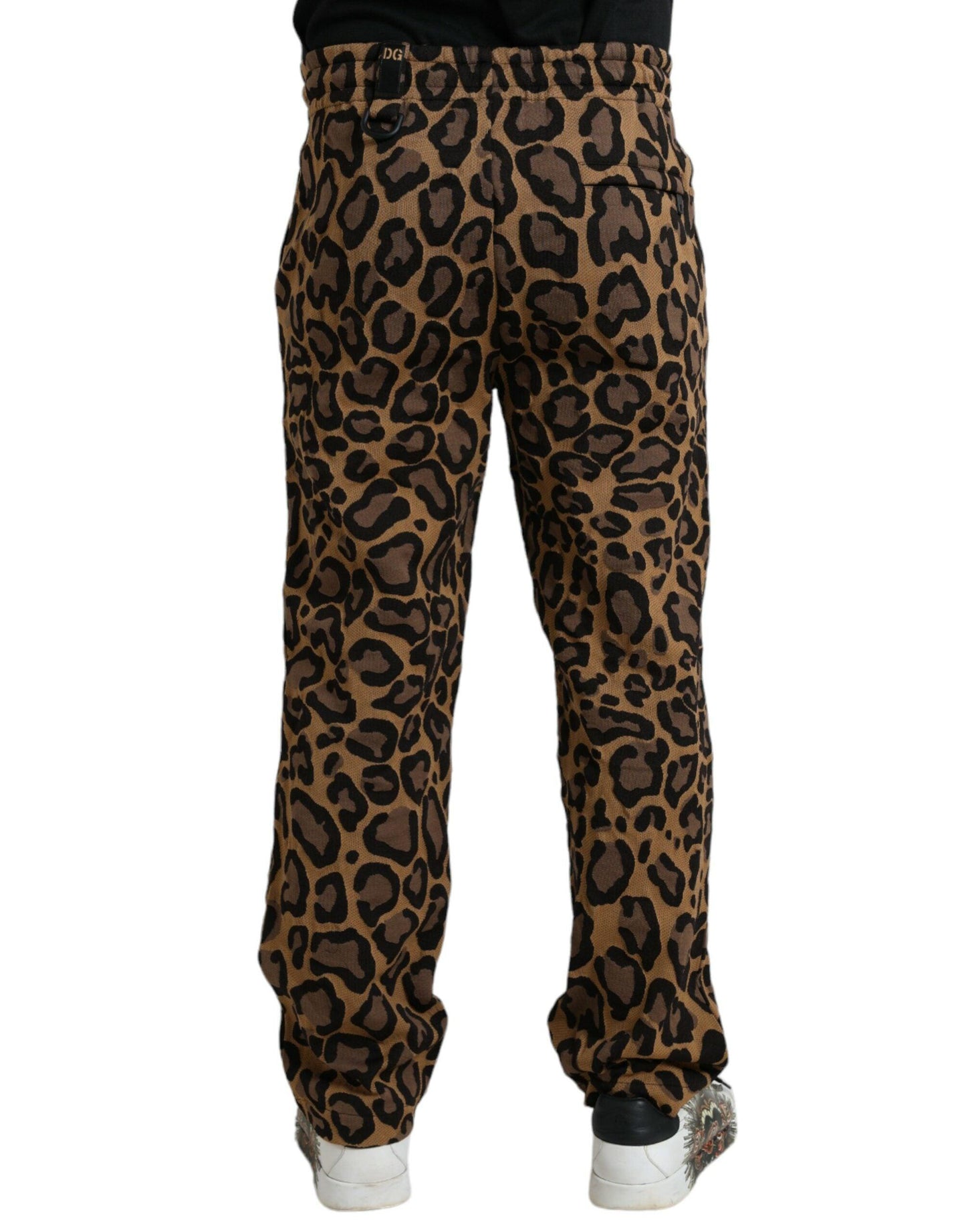 Dolce & Gabbana Brown Leopard Print Polyester Jogger Pants - Arichezz.store