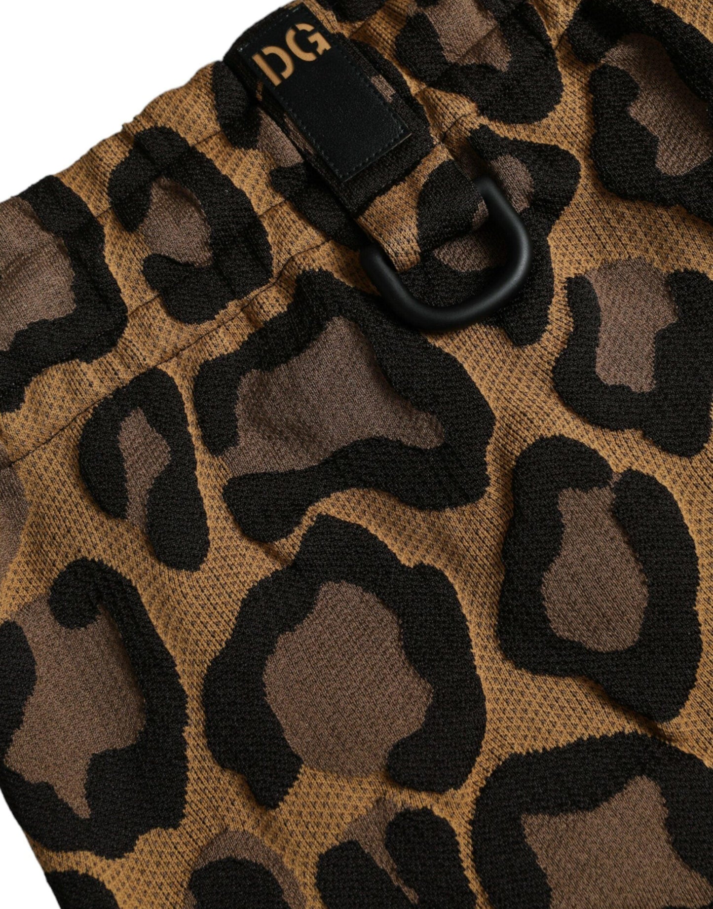 Dolce & Gabbana Brown Leopard Print Polyester Jogger Pants - Arichezz.store