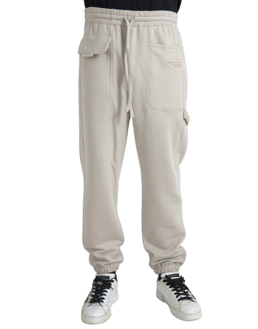 Dolce & Gabbana Off White Viscose Cargo Jogger Sweatpants Pants - Arichezz.store