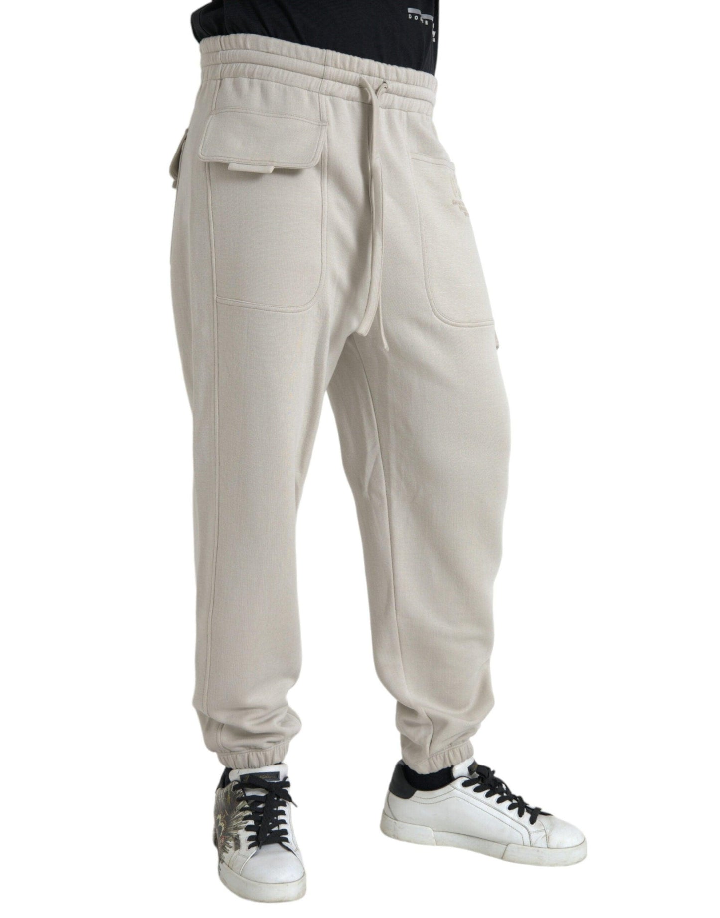 Dolce & Gabbana Off White Viscose Cargo Jogger Sweatpants Pants - Arichezz.store