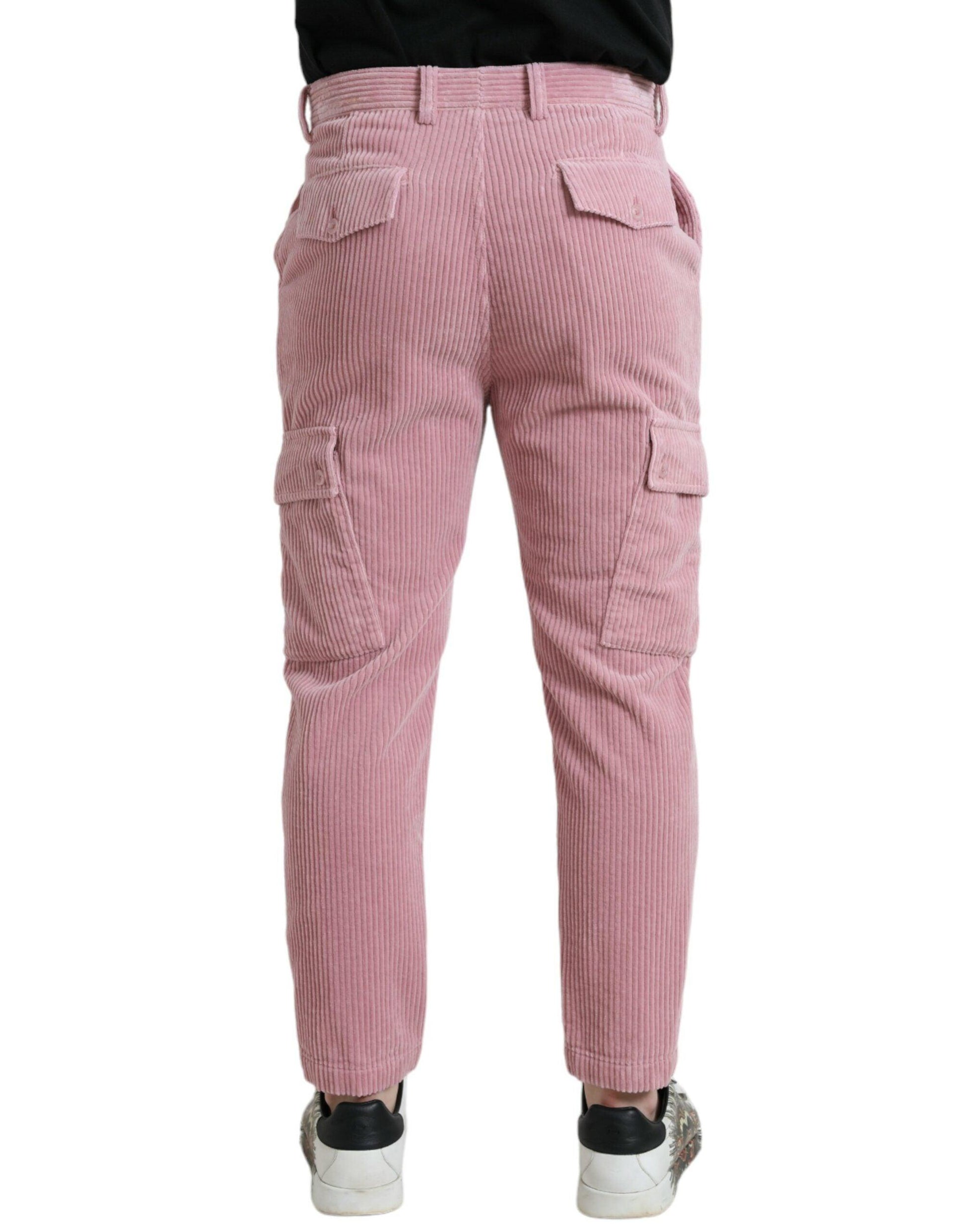 Dolce & Gabbana Pink Corduroy Cotton Stretch Skinny Cargo Jeans - Arichezz.store