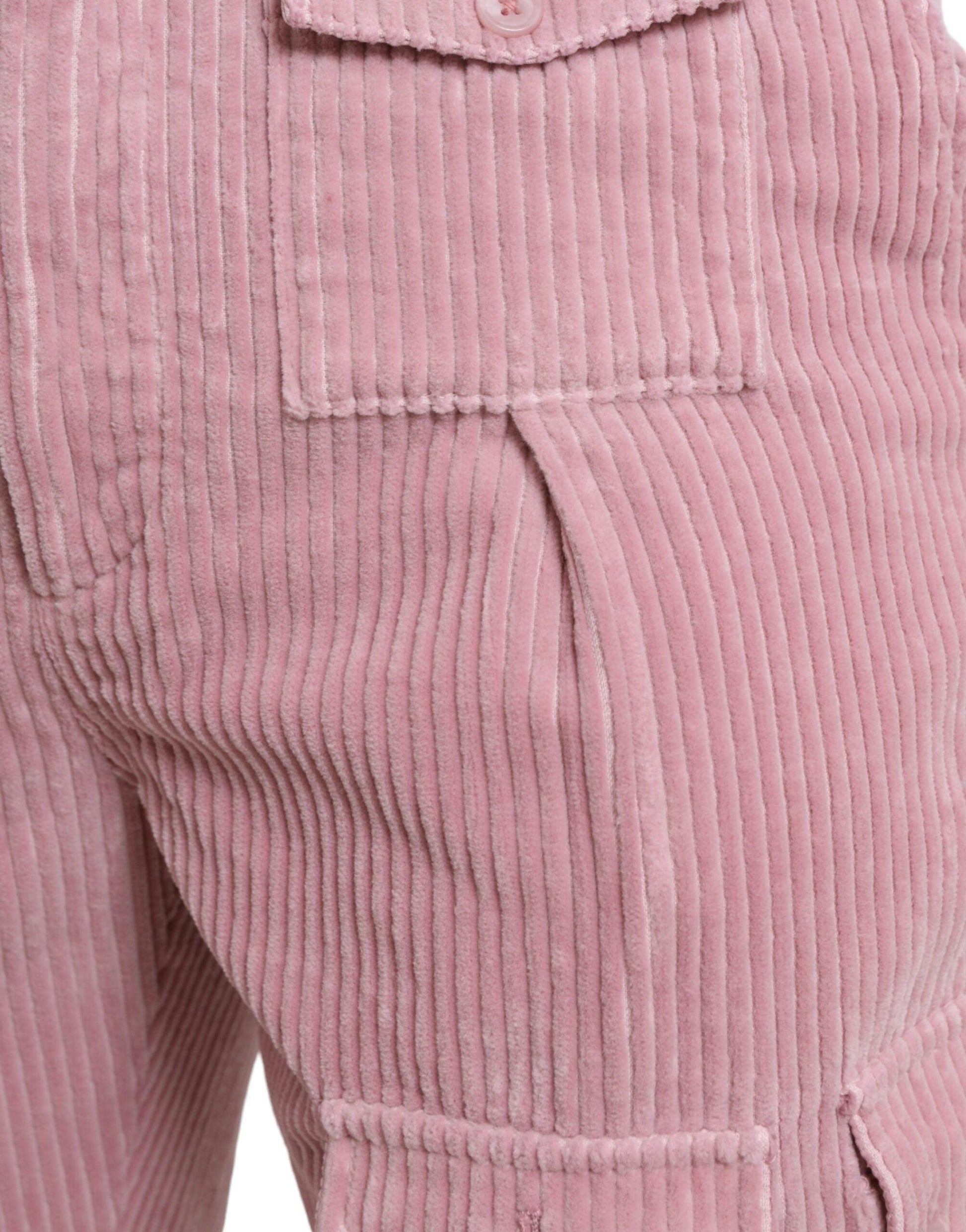 Dolce & Gabbana Pink Corduroy Cotton Stretch Skinny Cargo Jeans - Arichezz.store